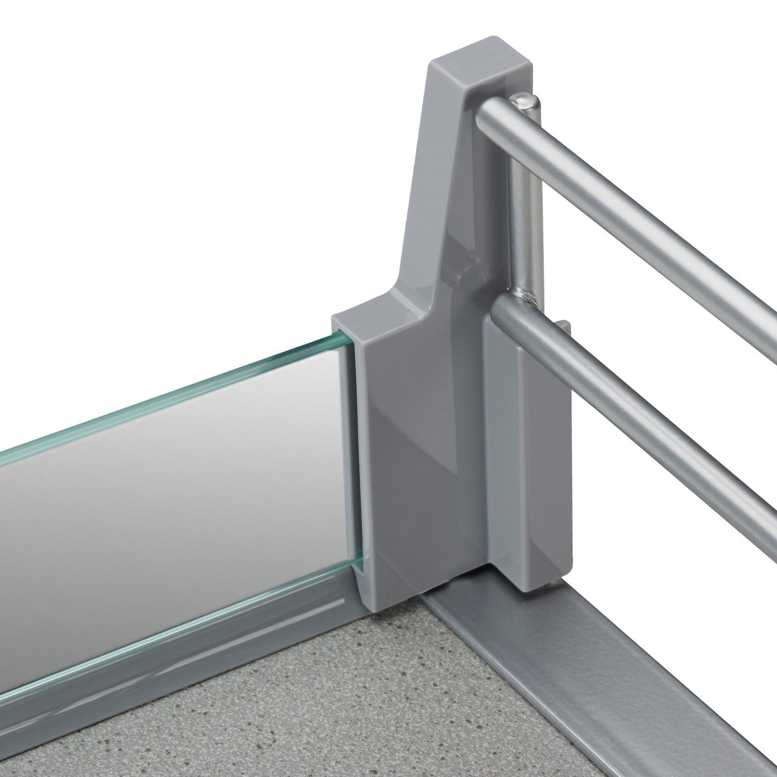 Kesseböhmer Einhängekorb ARENA Einhängetablar silbergrau mit Glasreling, 300 mm für DISPENSA, DISPENSA junior & DISPENSA Swing