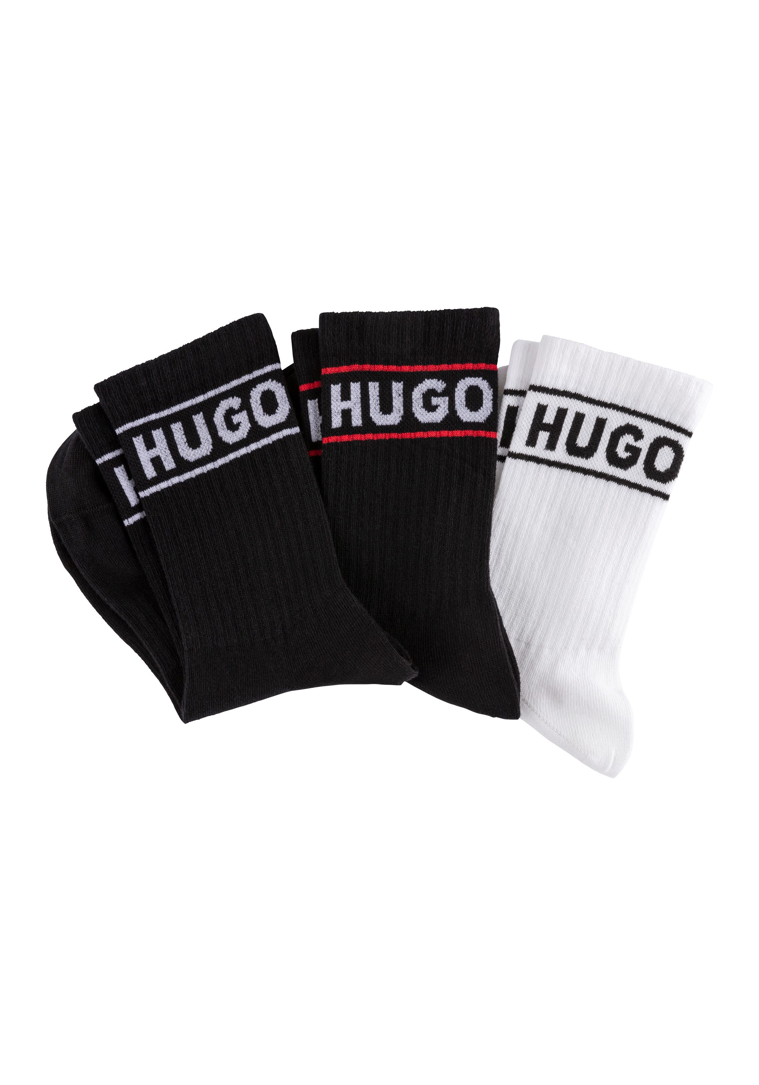 HUGO Freizeitsocken 3P QSRIB SPORTY CC W (Packung, 3-Paar, 3er) mit kontras günstig online kaufen