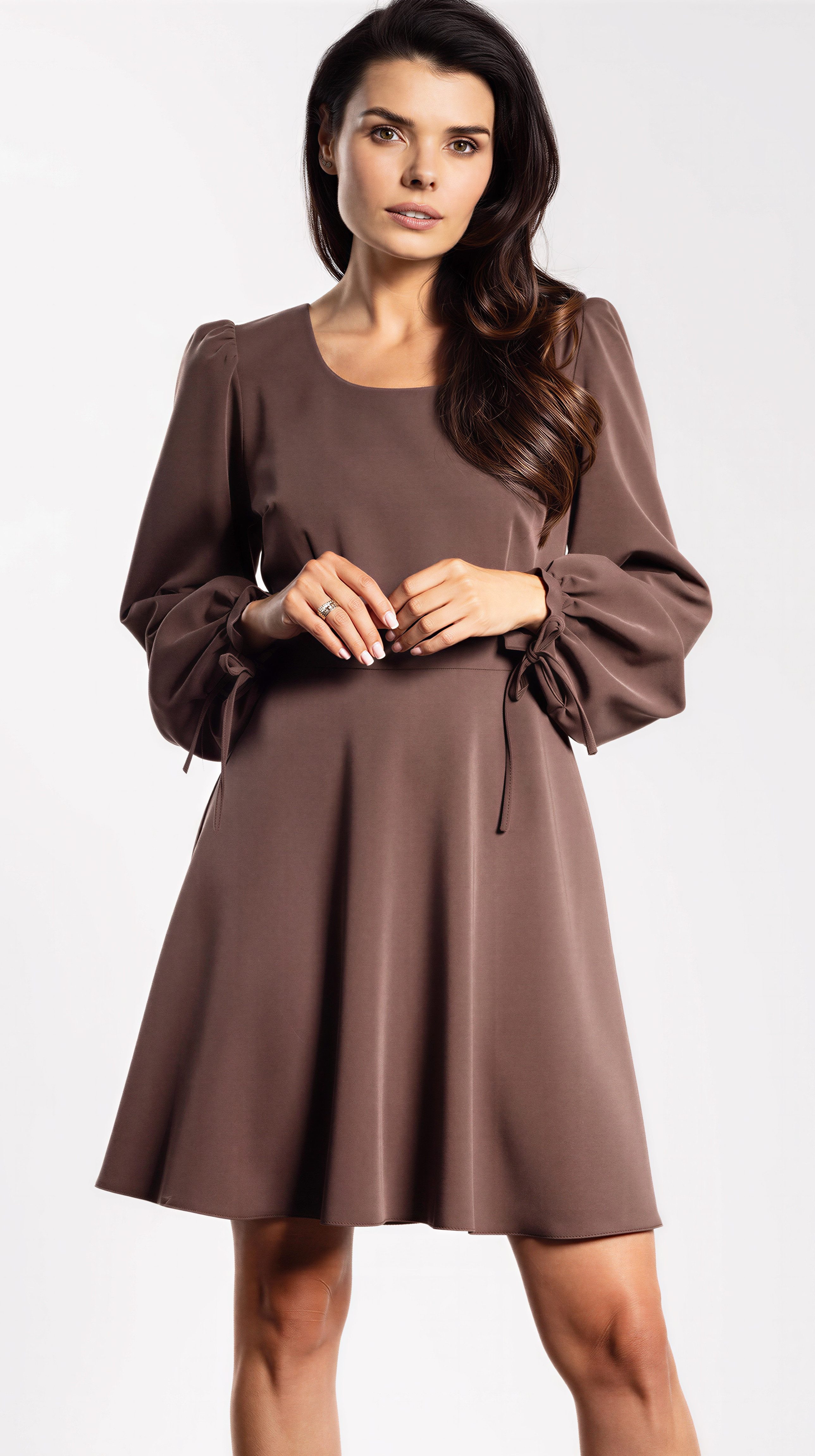 Awama Minikleid mit Puffärmeln und Bindebändern