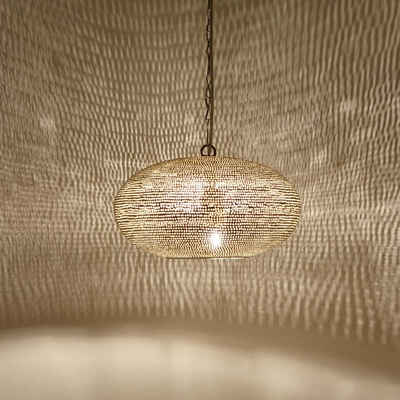 Casa Moro Pendelleuchte »Orientalische Lampe Gizeh D28 Silber Messinglampe«, Kunsthandwerk aus dem Orient