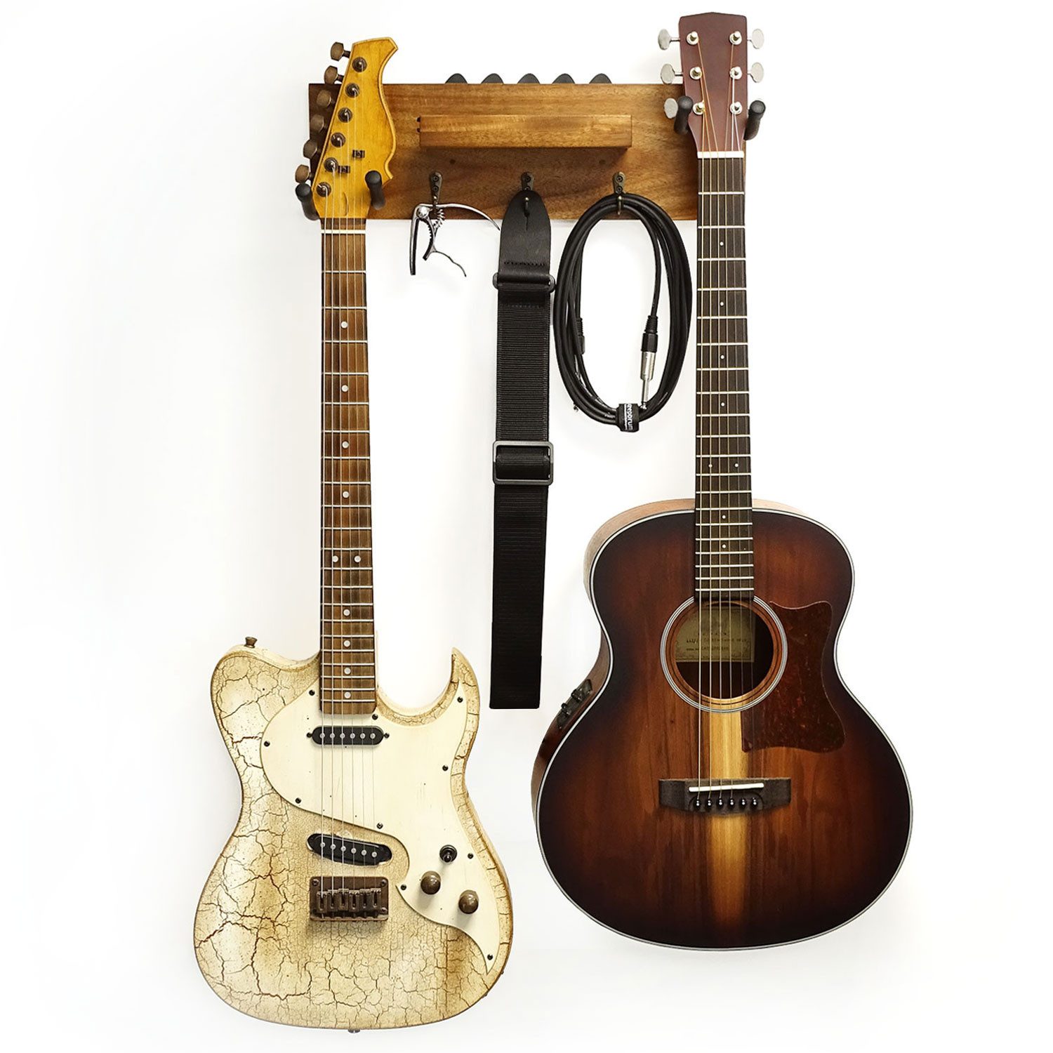 keepdrum Gitarrenständer keepdrum Gitarren-Wandhalterung gs039a für 2 Gitarren und Zubehör, (Gitarrenwandhalter), für zwei Gitarren und Zubehör
