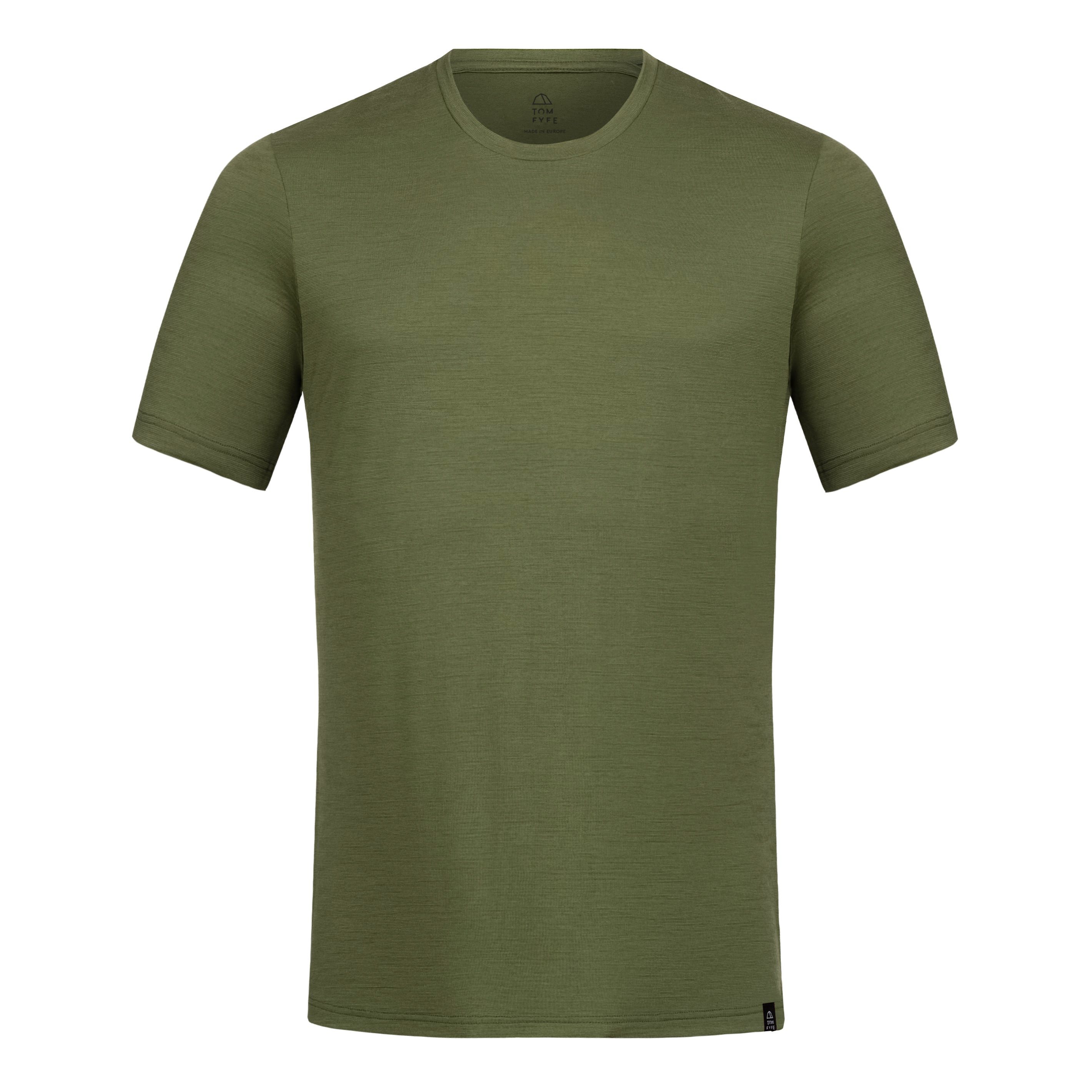 Tom Fyfe T-Shirt TOM FYFE Merino T-Shirt Slim Fit Herren Waldgruen / S