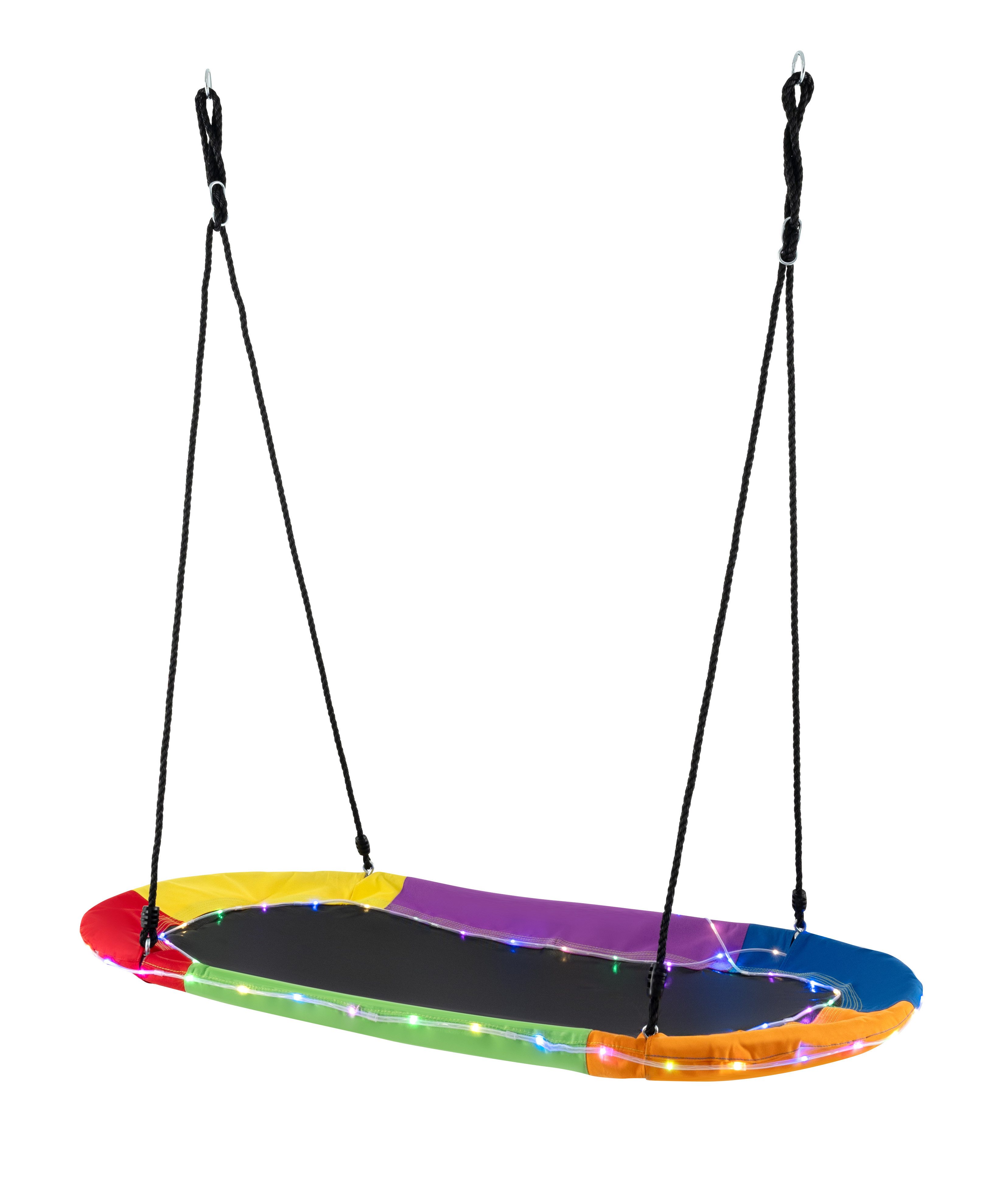 KOMFOTTEU Nestschaukel, Hängeschaukel Kinderschaukel mit LED-Lichtern bis 150 kg Belastbar