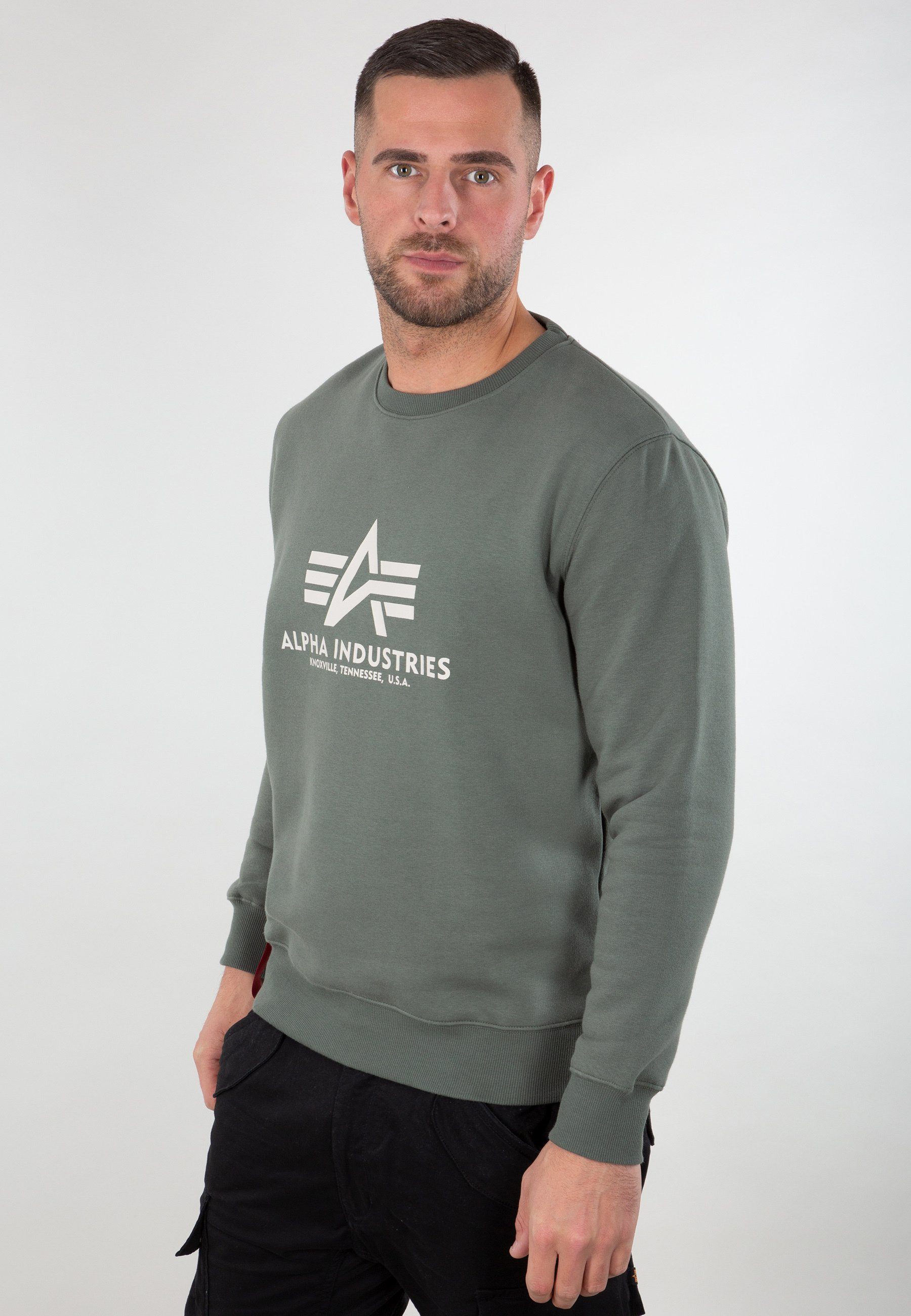 green Sweatshirts Sweater Men Industries - Sweater Basic Alpha vintage Alpha Industries