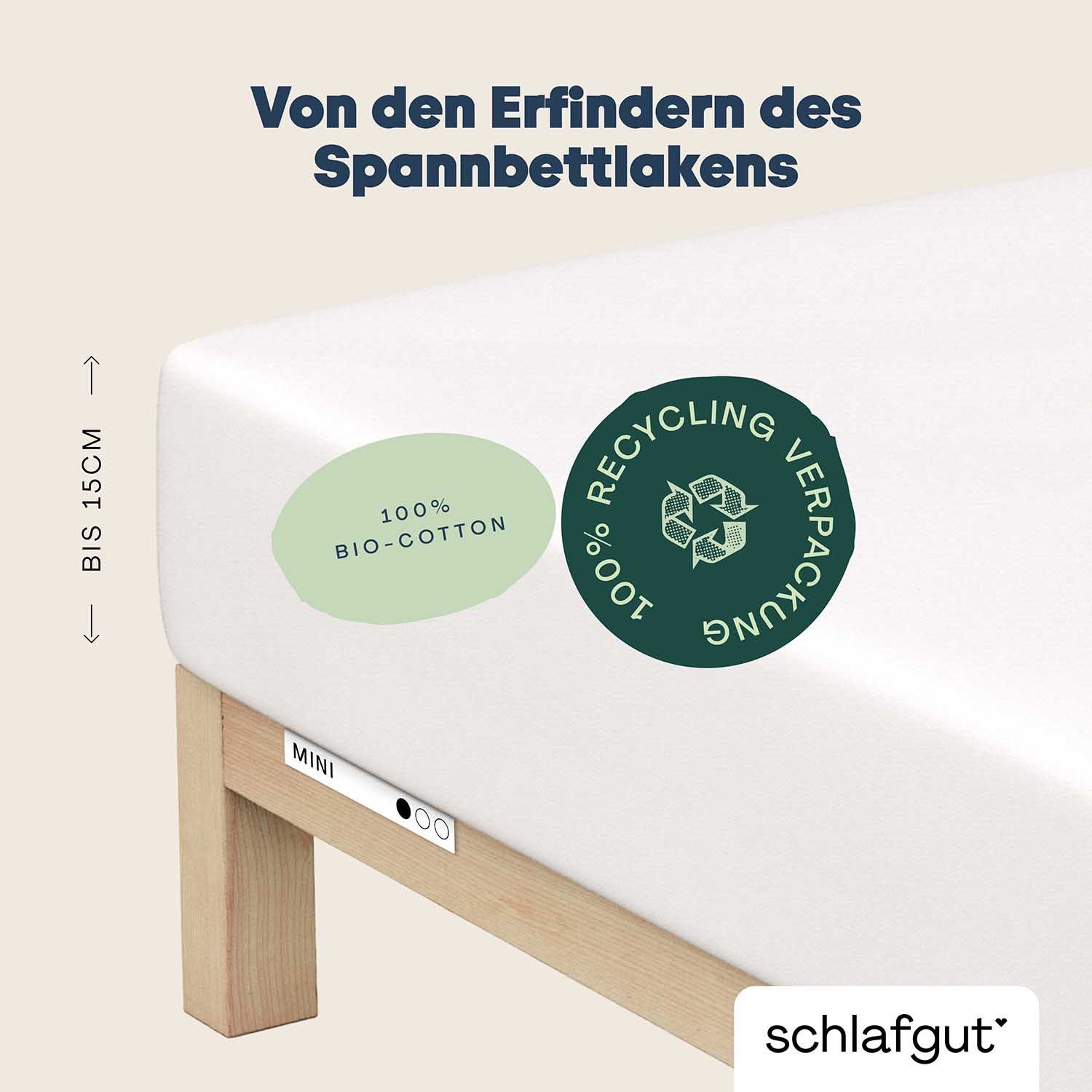 Schlafgut Spannbettlaken Casual Mini Spannbettlaken, Jersey, Gummizug: rundum, (1 Stück), für Kinder, MADE IN GREEN by OEKO-TEX®