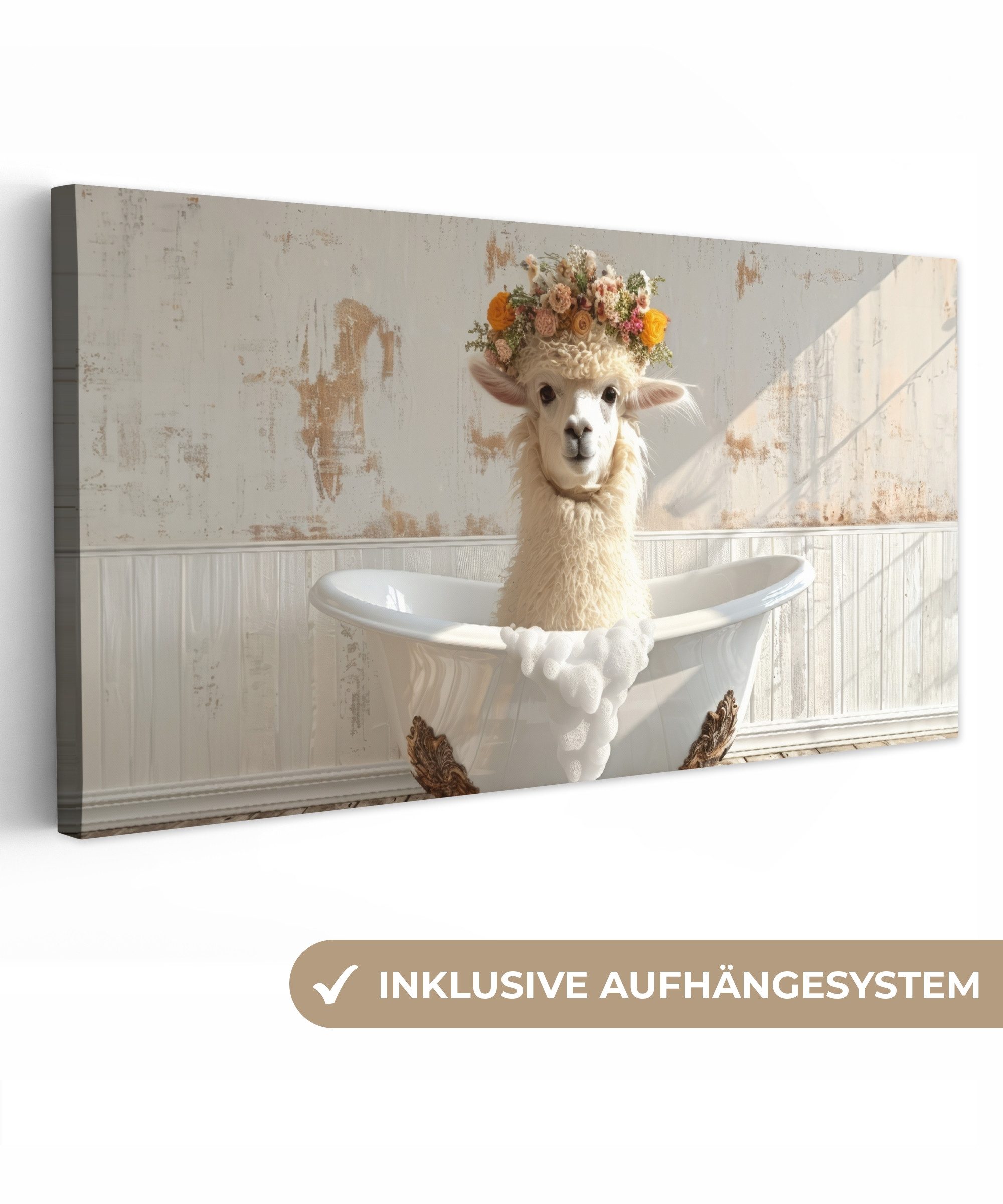 OneMillionCanvasses® Leinwandbild Panorama Vintage - Alpaka günstig online kaufen