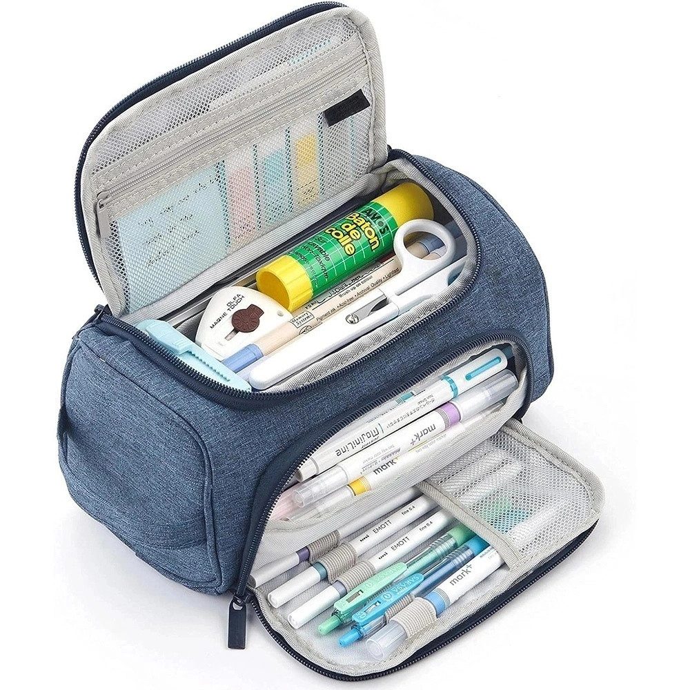 Agger Federmäppchen 3 Fächer Große Kapazität Mäppchen Federtasche Stiftetasche, Pencil Case Bleistifttasche für Schule & Büro