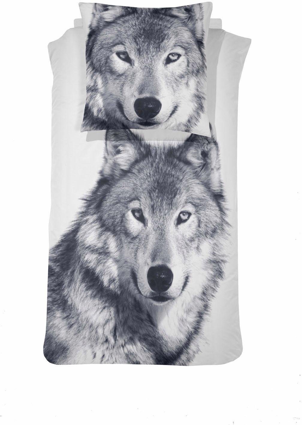 Bettwäsche »Wolf«, , mit großem Tiermotiv Bettwäsche »Wolf«, , mit großem Tiermotiv