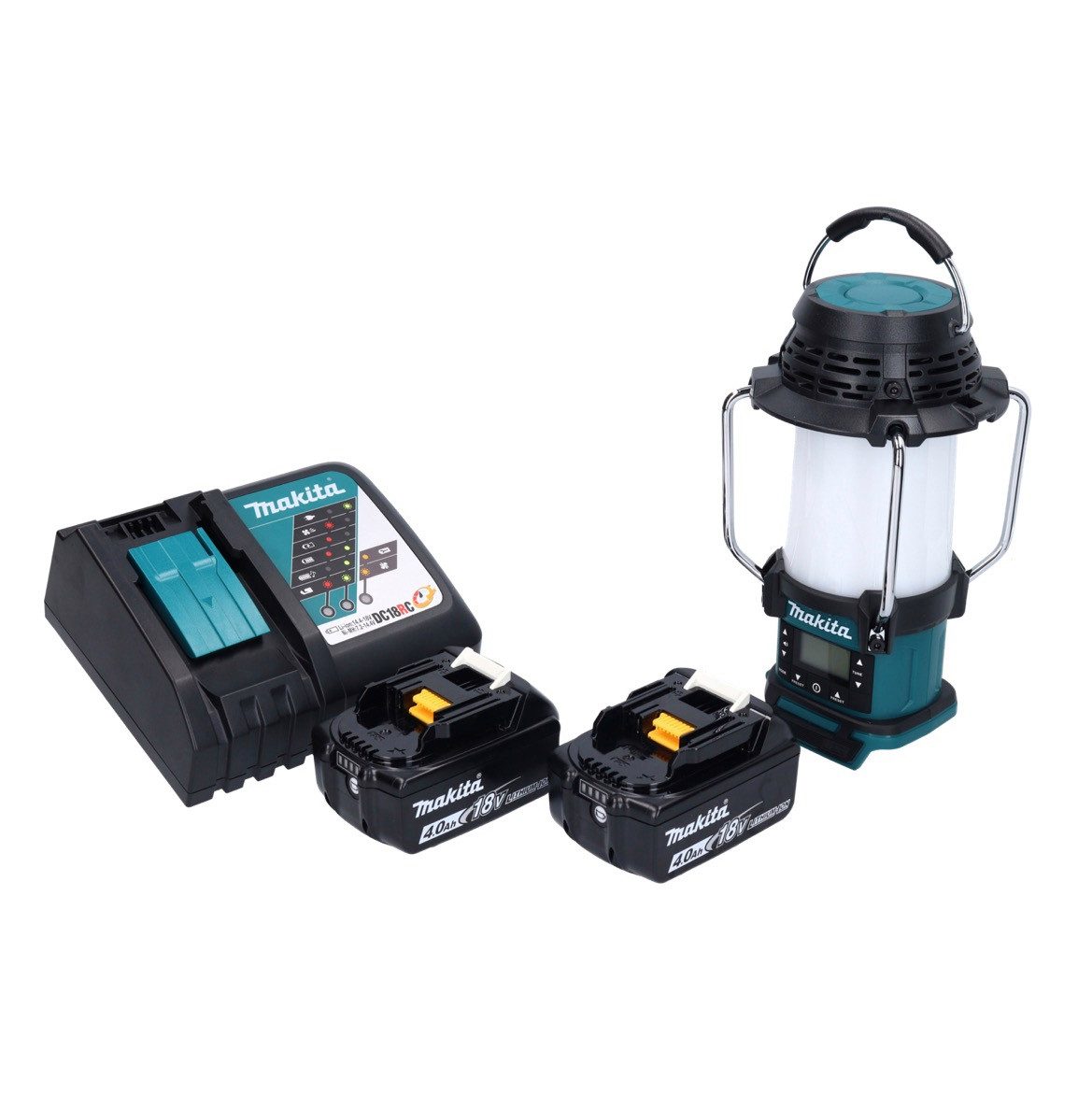 Makita Baustrahler DMR 055 RM Akku Radio 18 V FM mit Laterne 360° Taschenlampe + 2x Akku