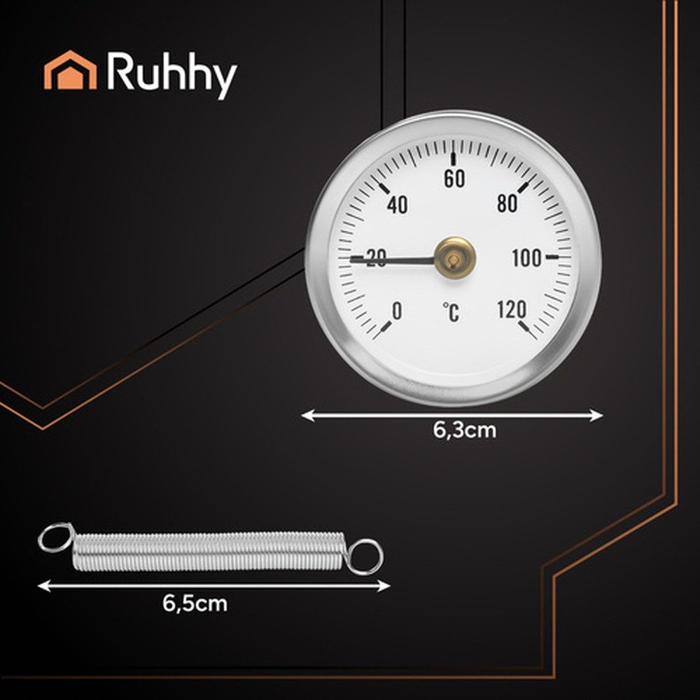 Ruhhy Raumthermometer Zifferblattthermometer Bimetall-Kontaktrohrthermometer, Spar-Set, universell einsetzbar, Messbereich von 0 bis 120 °C