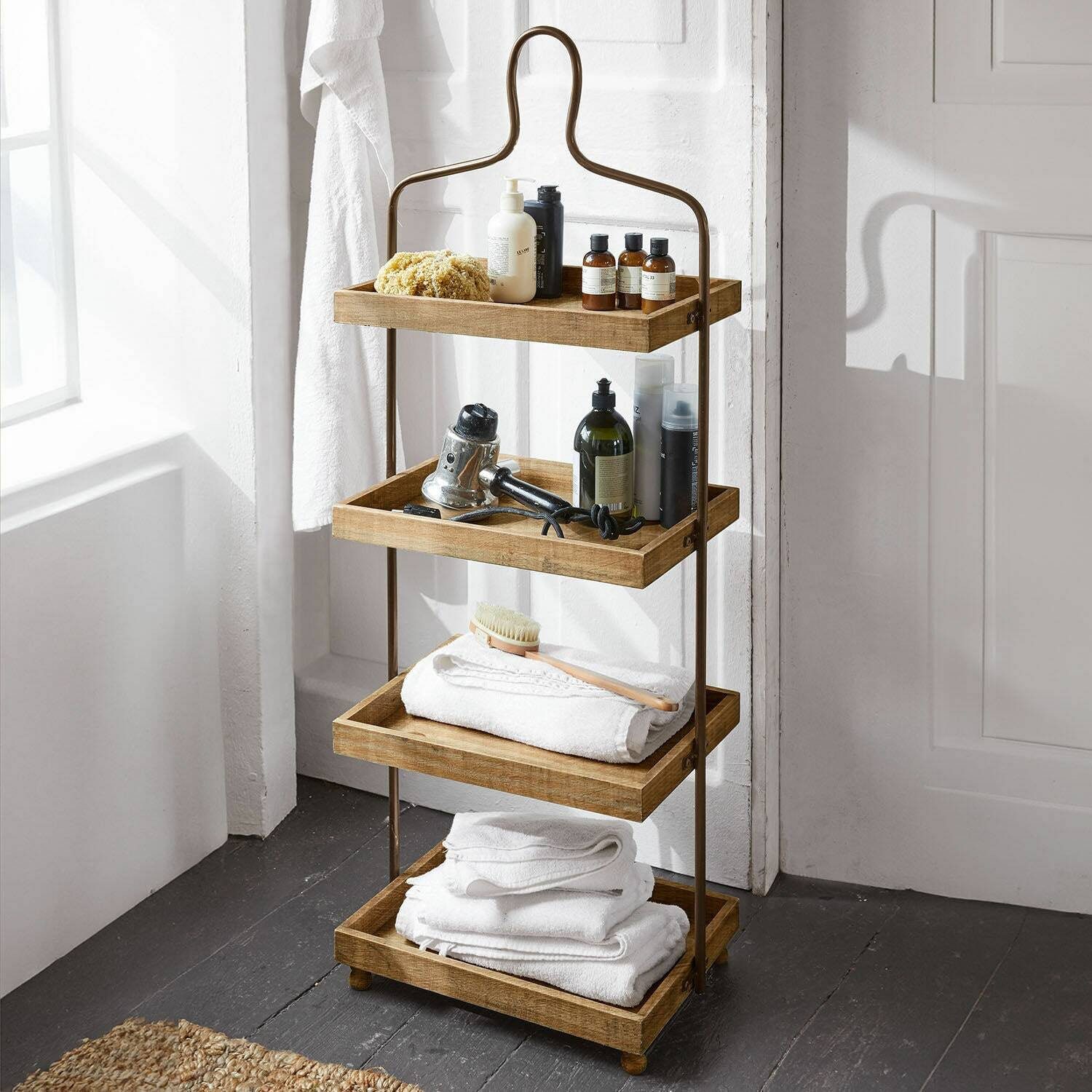 Mirabeau Etagere Etagere Lasse braun/schwarz, Mangoholz (mangifera indica), Gestell: Eisen