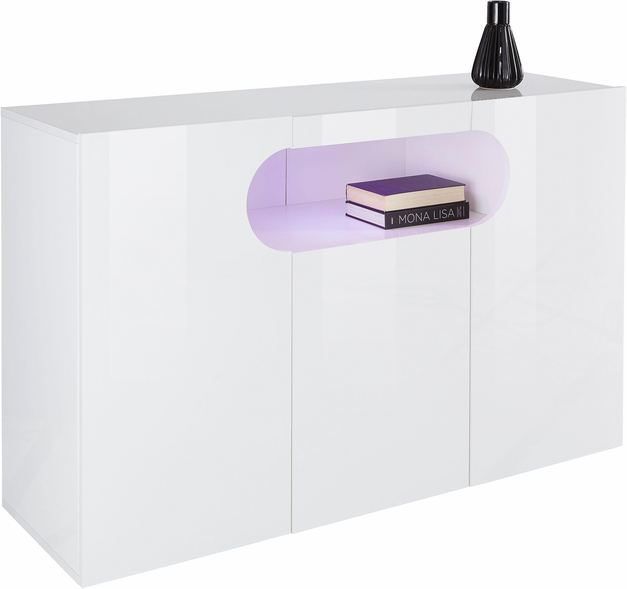 Sideboard REAL,Vitrine,Kommode,Schrank,Breite 130 cm komplett hochglanz lackiert von INOSIGN