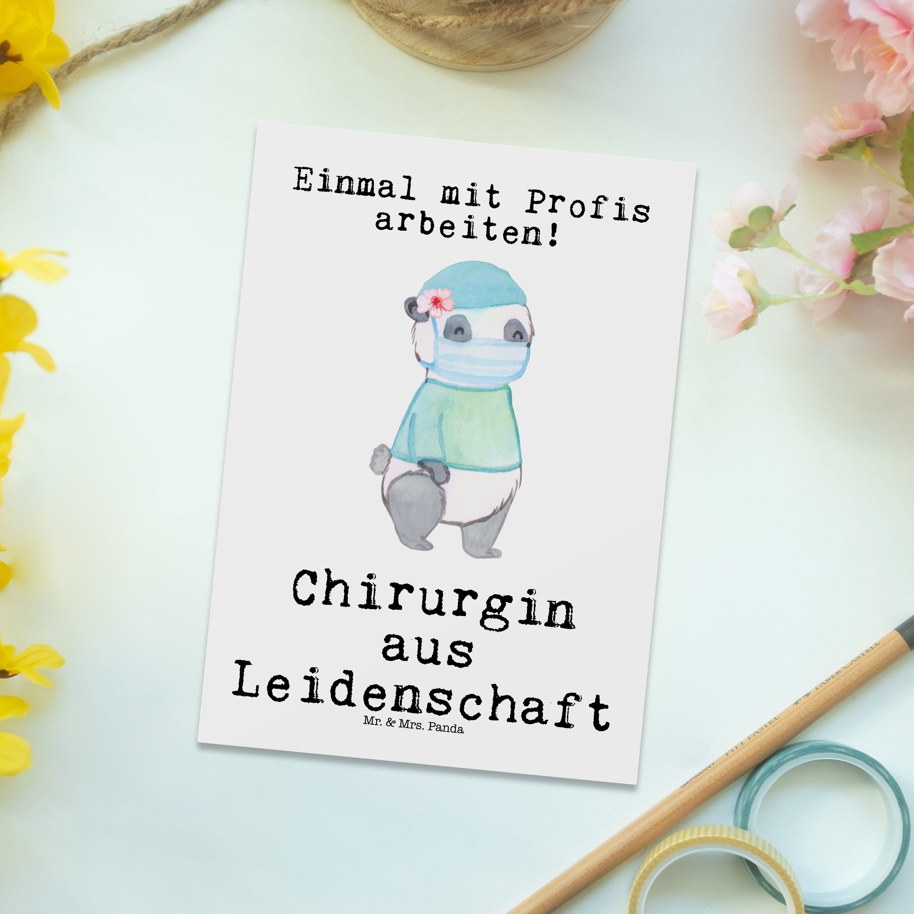 Panda Mrs. Weiß - Mr. Geschenk, Leidenschaft - Postkarte Notfallchirurgin, & Chirurgin aus Absch
