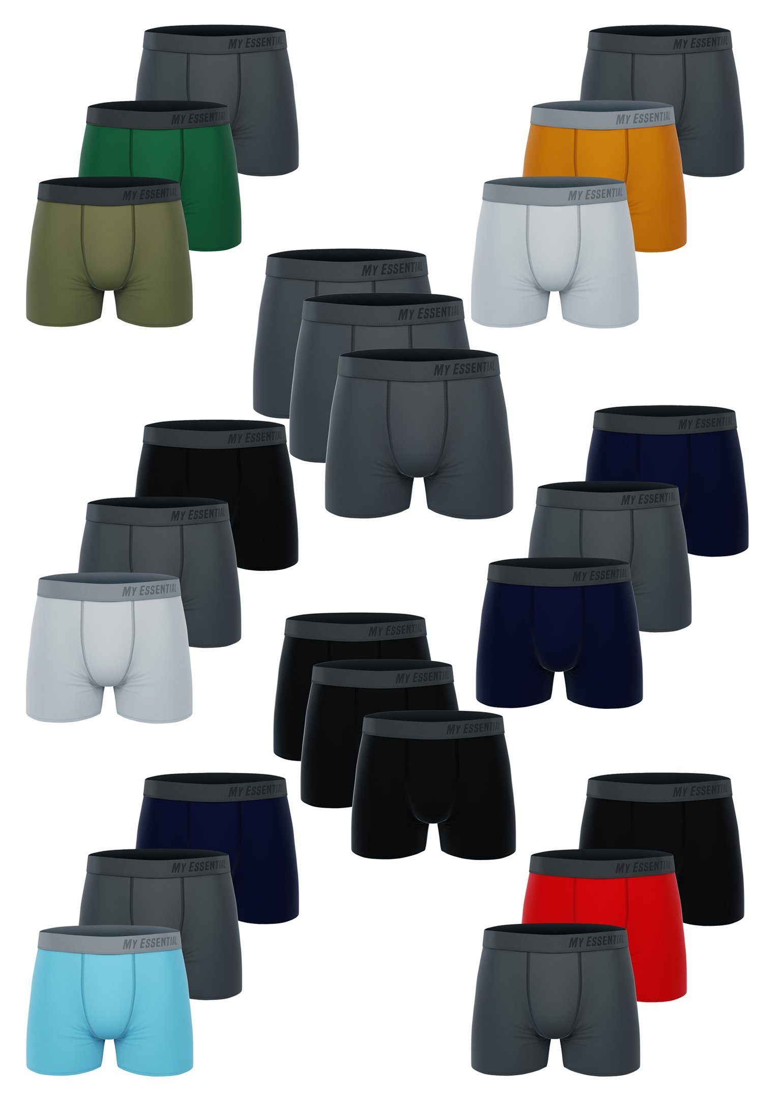 Pack Essential Clothing Cotton 12-St., Boxers My 12er-Pack) My 12 (Spar-Pack, Boxershorts Essential Bio Grey