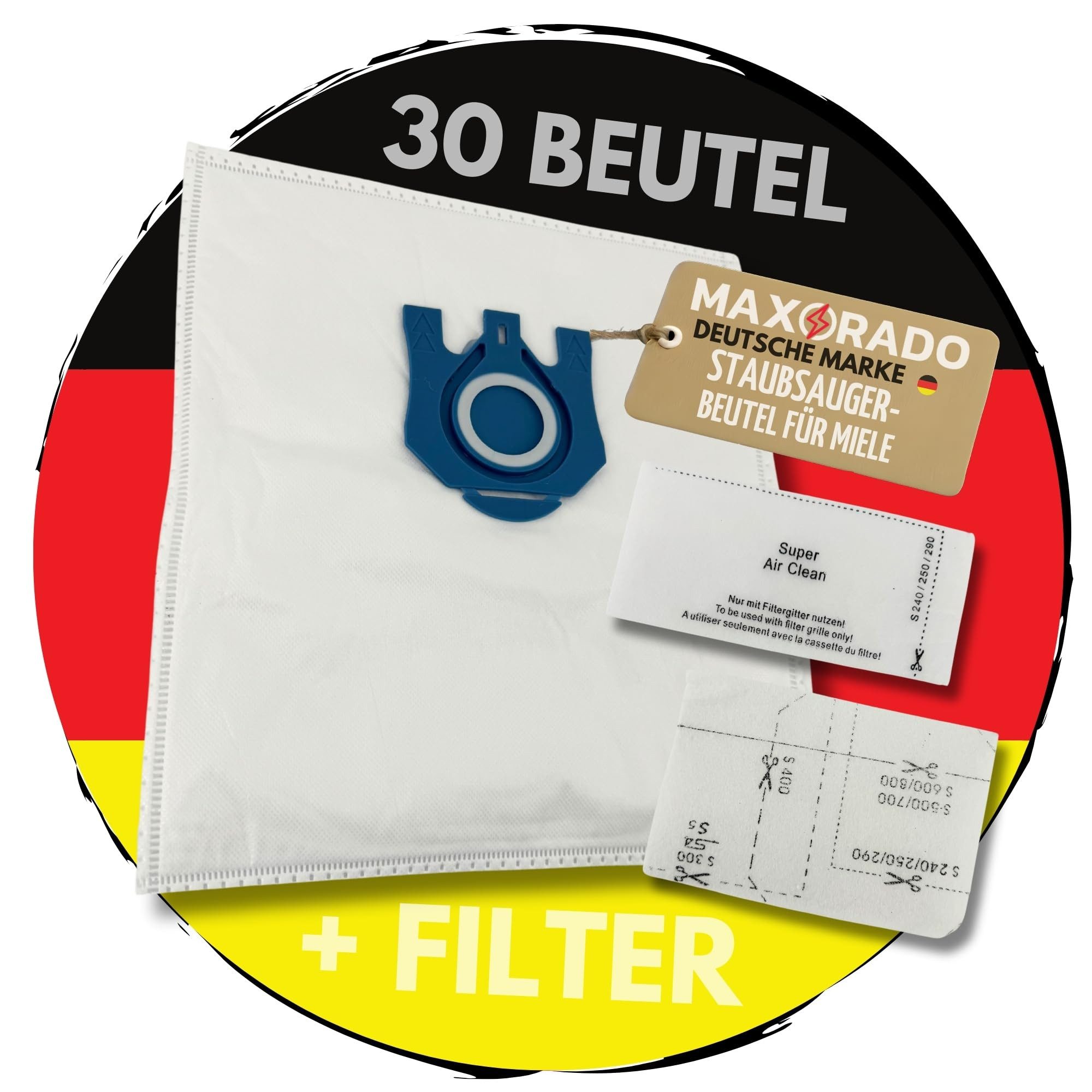 Maxorado Staubsaugerbeutel 30 Staubsaugerbeutel für Miele GN Serie 12 Filter S2 S4 S5 S6 S8 S8340, passend für Miele, 42 St., Complete C3, Complete C2, Classic C1 Classic C1 Ecoline Serie S 8340
