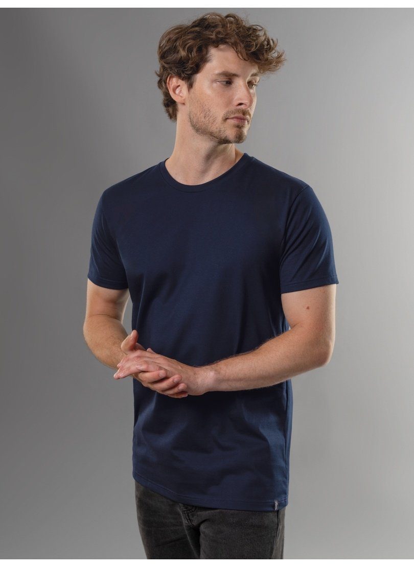 Trigema T-Shirt TRIGEMA Slim Fit T-Shirt aus DELUXE Baumwolle navy