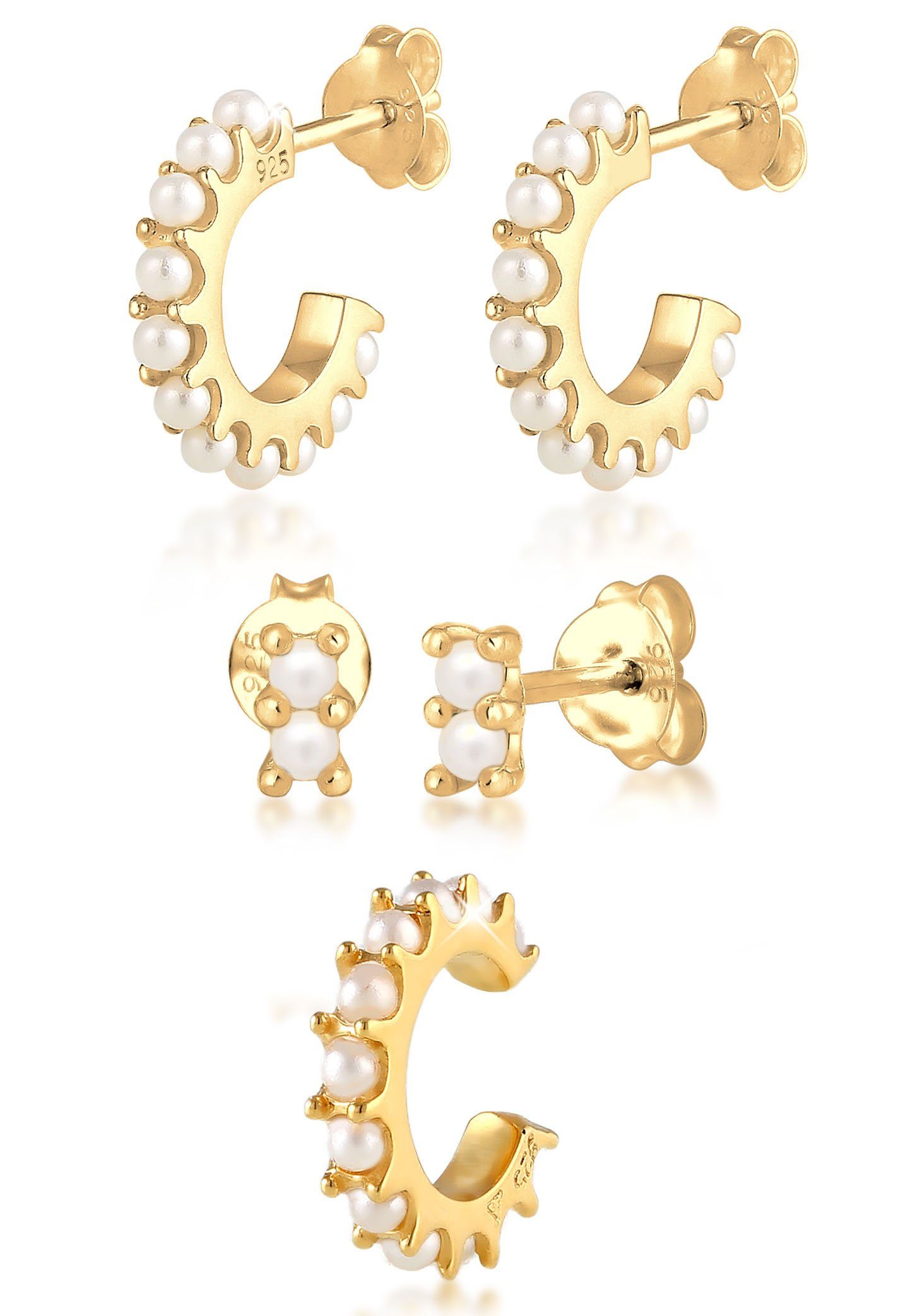 Elli Ohrring-Set »Ohrringe Creolen Stecker Earcuff Perlen, 0301221020«  (Set, 5-tlg), mit Kristallperlen online kaufen | OTTO