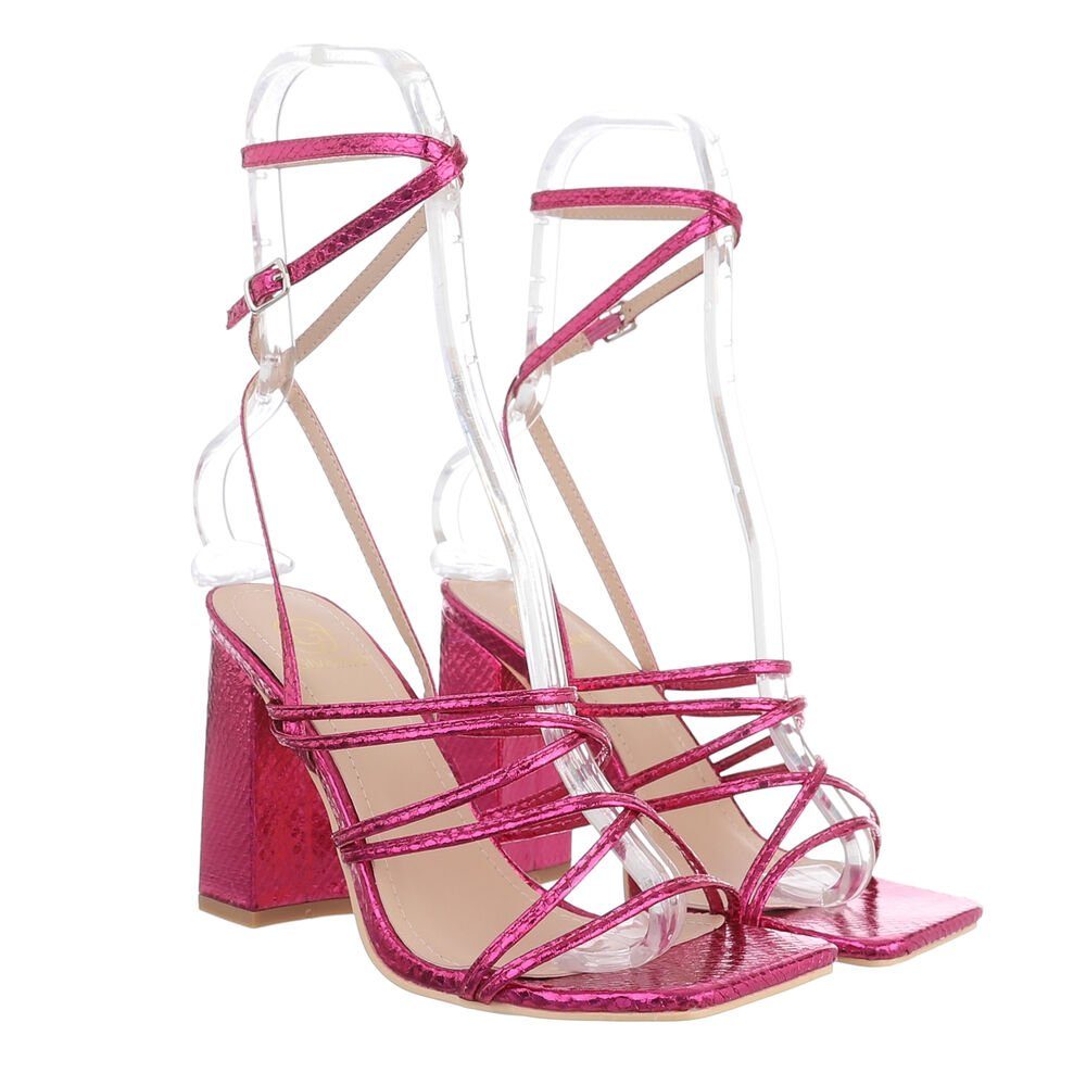 Ital-Design Damen Abendschuhe Party & Clubwear Sandalette (83448436) Blockabsatz Sandalen & Sandaletten in Pink