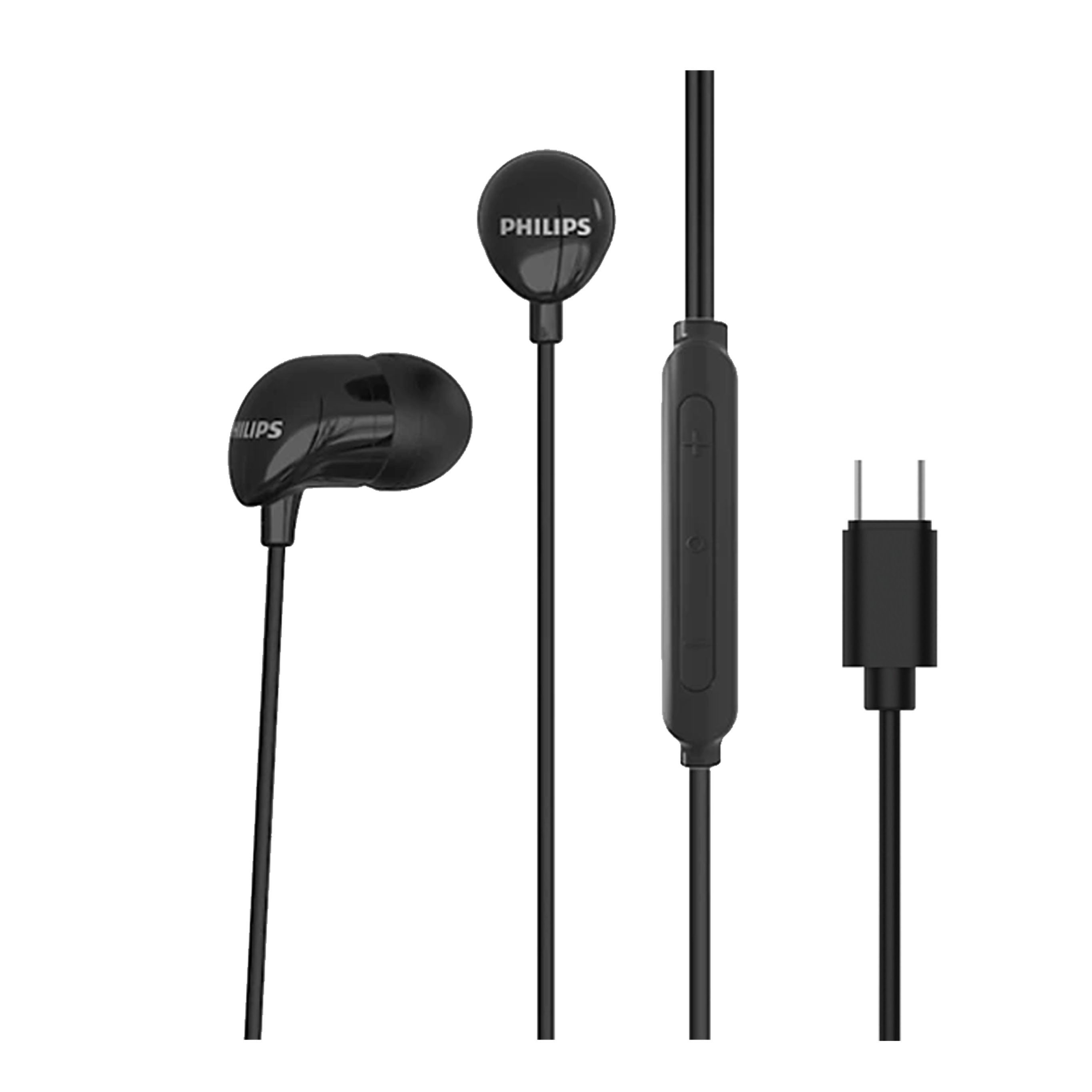Philips TAE2146BK In-Ear-Kopfhörer (Clear Sound, Dynamische Bässe, Integriertes Mikrofon, USB-C, Schwarz)