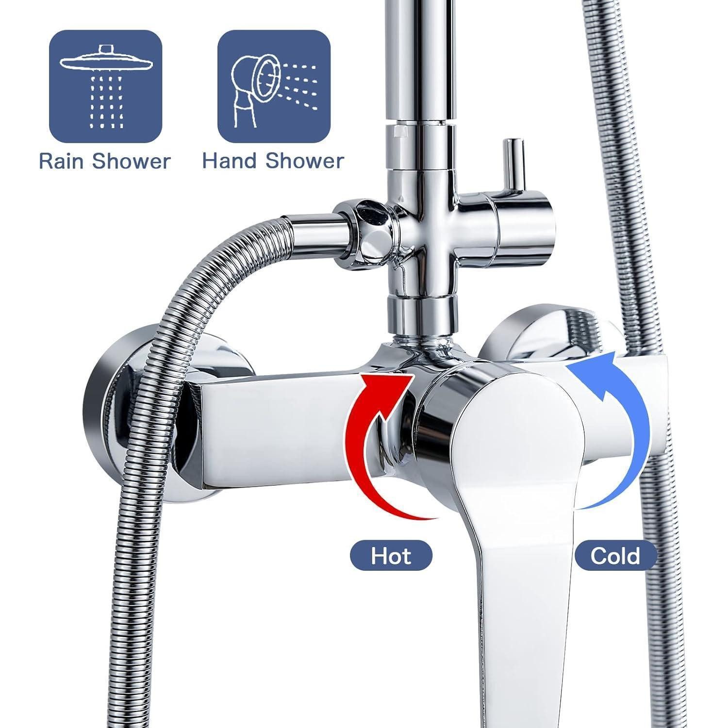 LuxusKollektion Duschsystem Duschsystem mit Einhebelmischer Regendusche 2 Strahlarten 8 Zoll