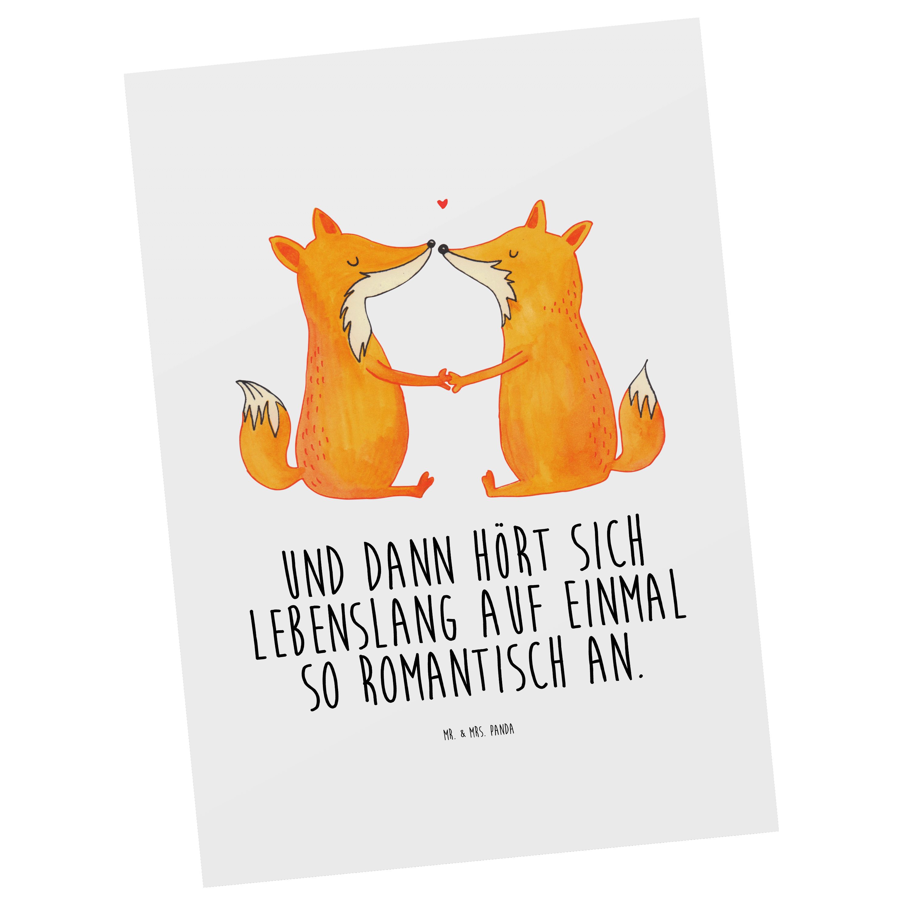 Mr. & Mrs. Panda Postkarte »Füchse Liebe Weiß Freundin, Verlobte