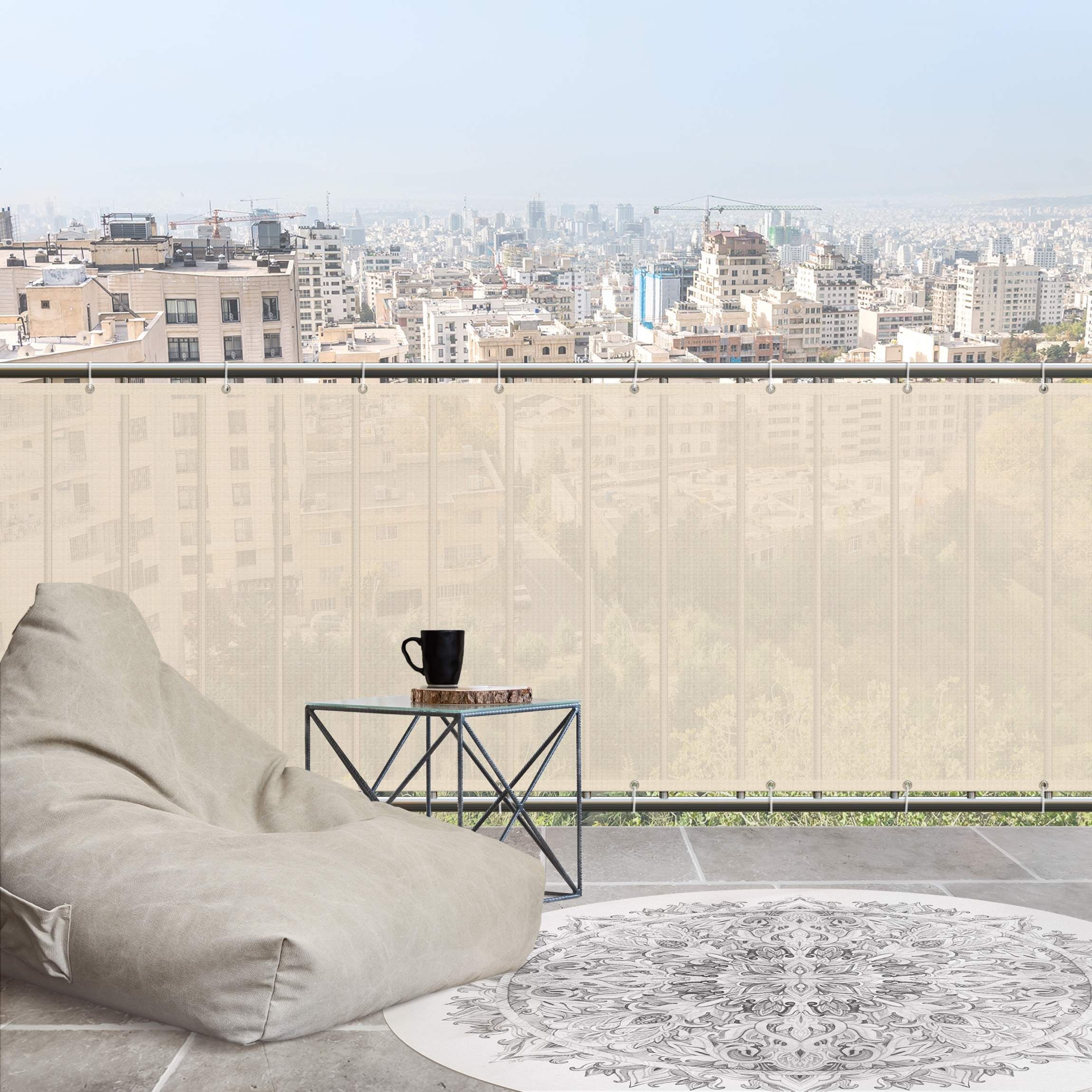 Bilderdepot24 Balkonsichtschutz Sichtschutz Balkon Einfarbig Modern Pastell Gelb Balkonbespannung (1m bis 10m fein gelochter Sichtschutz aus Mesh für Geländern & Zäunen, Fertig geöst, inkl. Kabelbindern zur Anbringung) Sichtschutz Terrasse Balkontuch Balkonverkleidung Windschutz Terrasse