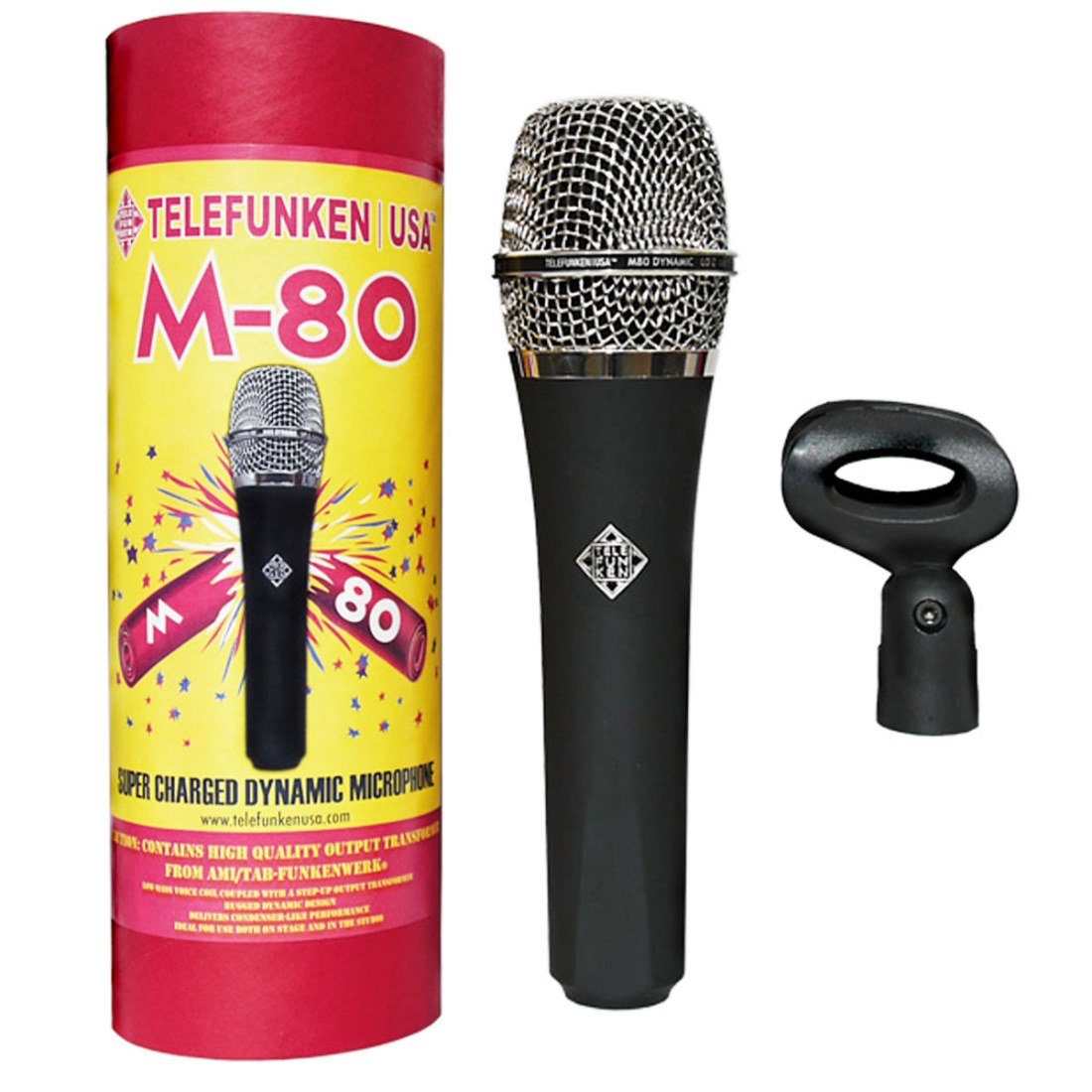 Telefunken Elektroakustik Mikrofon Telefunken M80 dynamisches Mikrofon mit Stativ