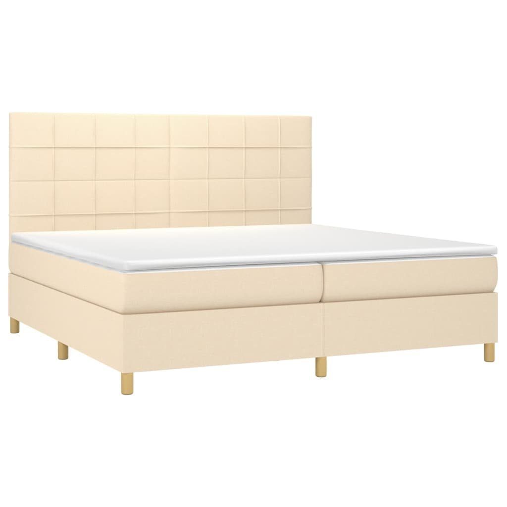 vidaXL Bett Boxspringbett mit Matratze Creme 200x200 cm Stoff