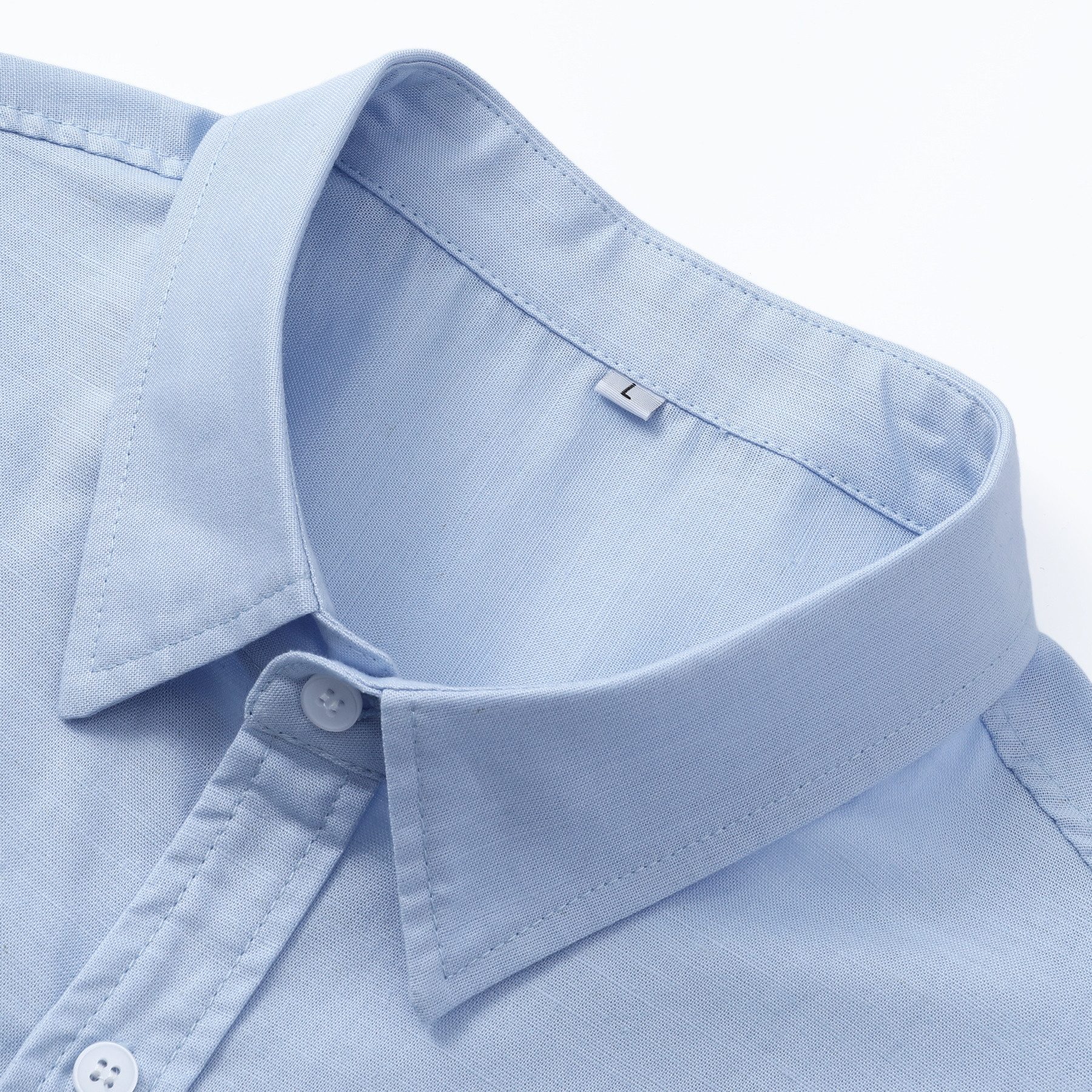 Allthemen Kurzarmhemd Herren Business Leinenhemd mit Reverskragen Kurzarm Elegant – Bild 3 von 5