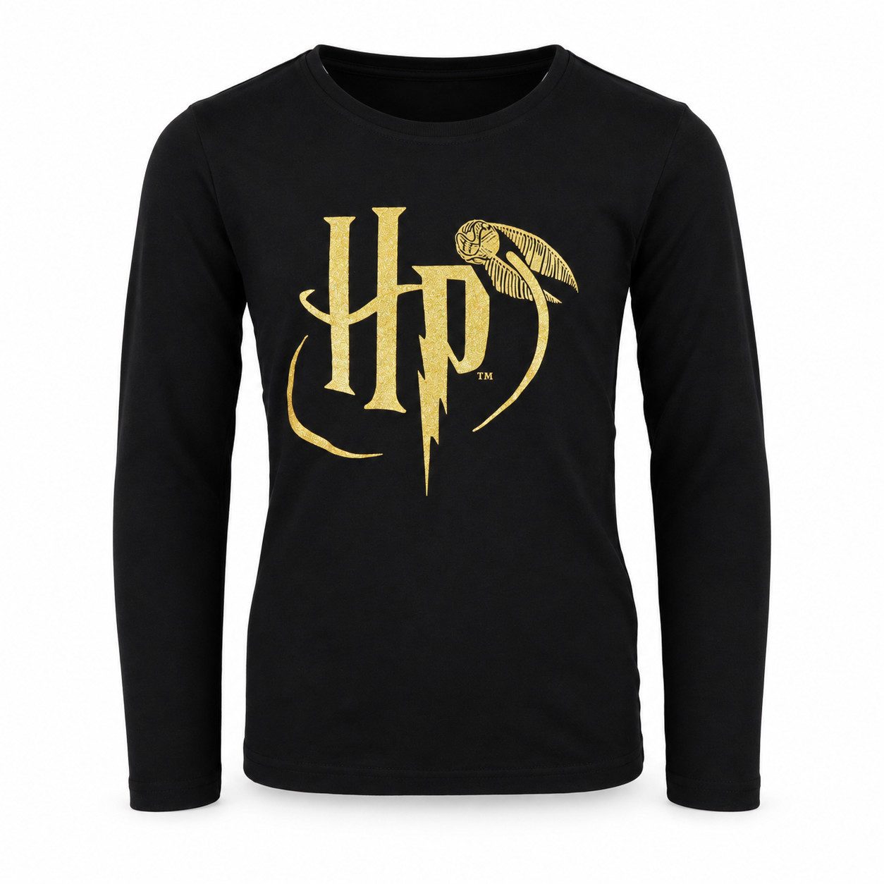 Harry Potter Langarmshirt Harry Potter Black and Gold Langarm Shirt Gr. 134 bis 164 100% Baumwolle
