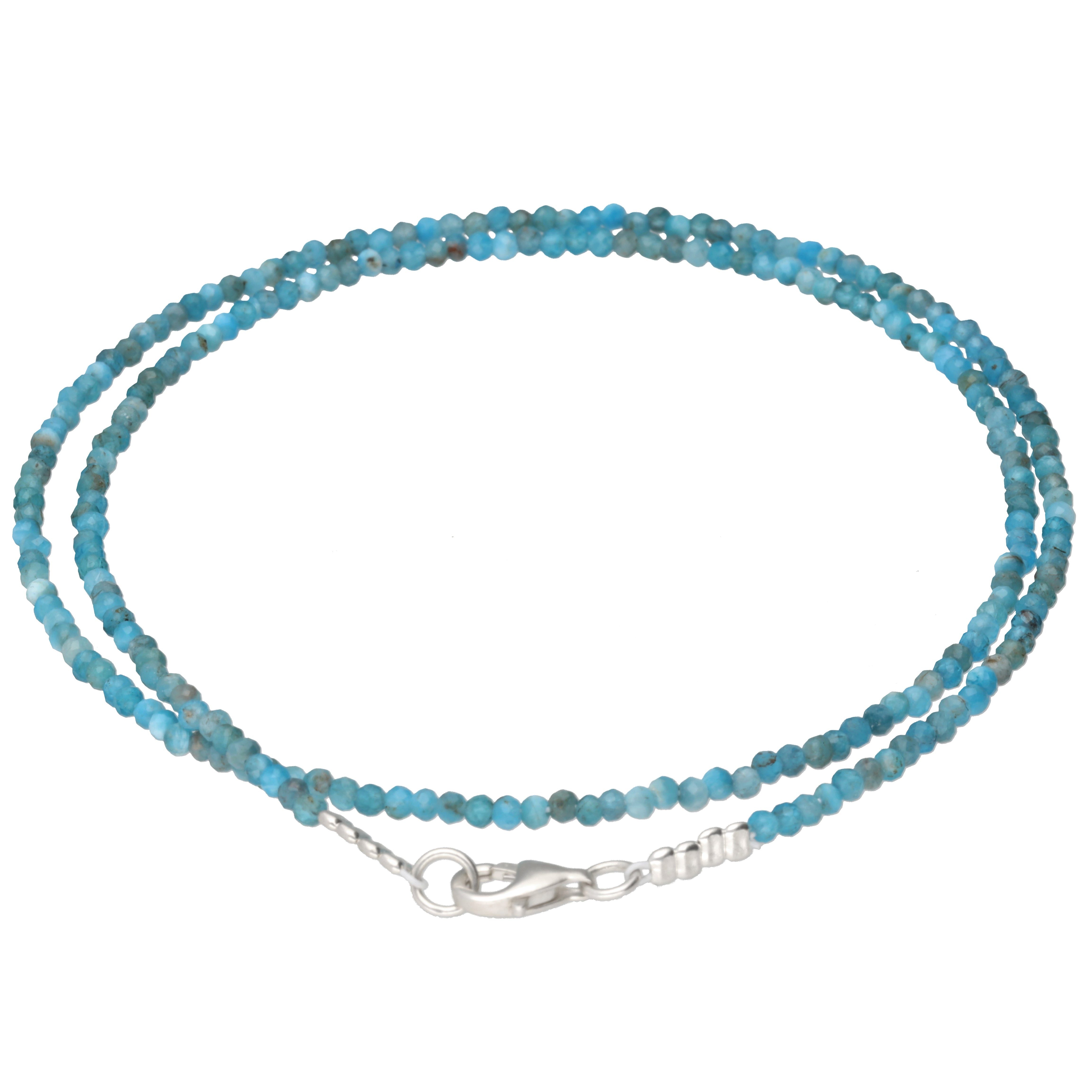 Lebensquelle Plus Kette ohne Anhänger Apatit 2 mm Perlenkette facettiert, 45 cm + Silberverschluss