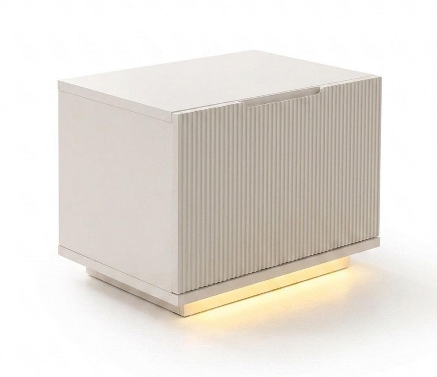 Xlmoebel Nachtkonsole Beiger Nachttisch mit integrierter LED-Beleuchtung für, Made in Europa
