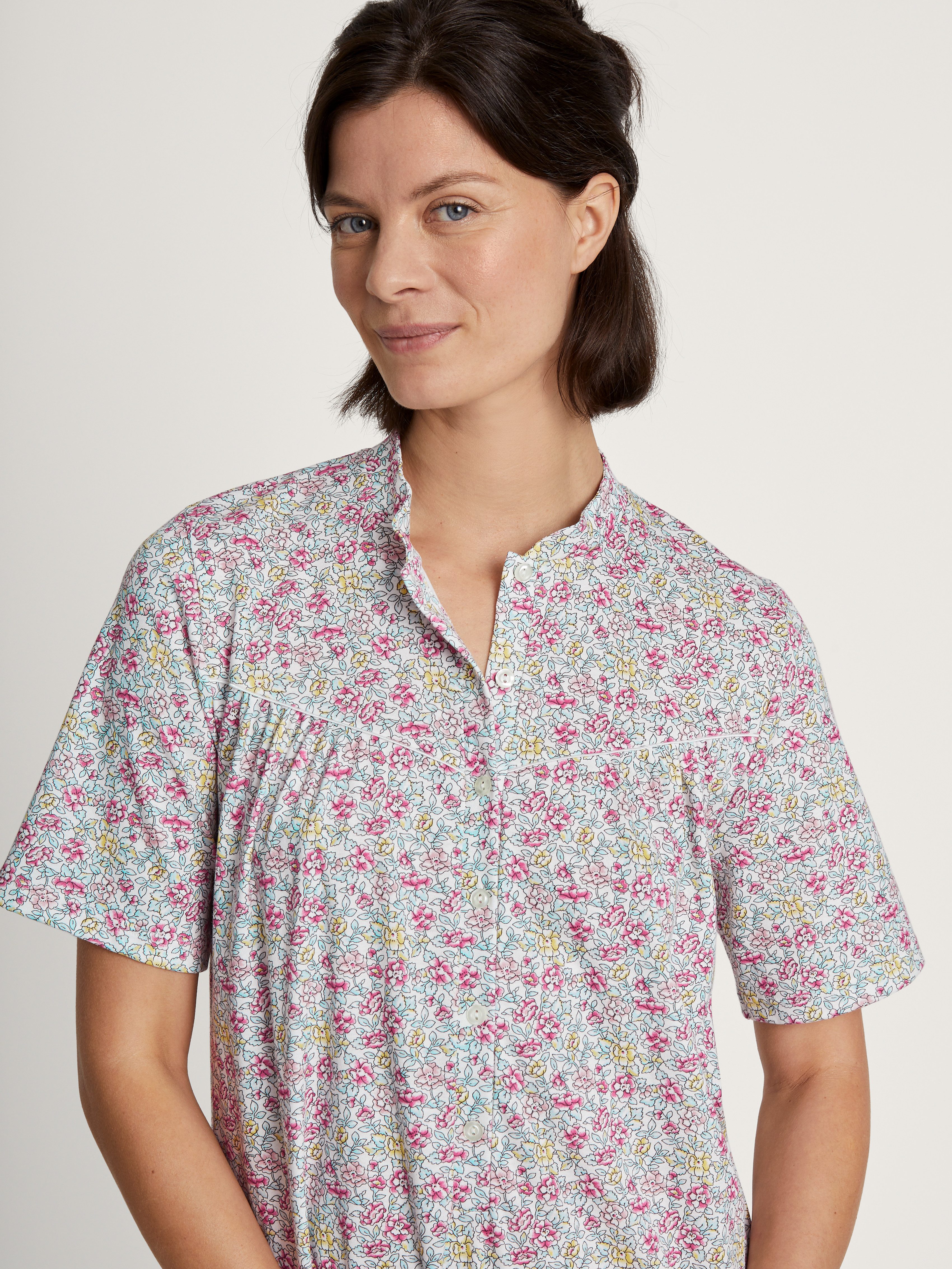 CALIDA Nachthemd Soft Cotton Knopfleiste, Interlock-Qualität, Pure Cotton, weich, Kurzarm