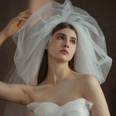 AUKUU Kopftuch Schnappen Schnappen Sie sich einen plissierten bauschigen, Schleier mit weißem mehrschichtigem Kopfschmuck für die Braut