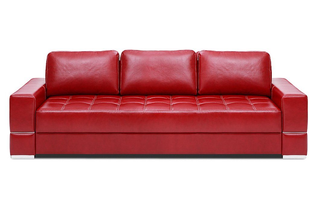 JVmoebel Sofa, Bettfunktion Sofa 3 Sitzer Polster Modern 100% Italienisches Leder Rot
