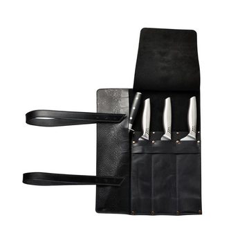Mergel Messertasche Leder für drei Messer Handarbeit Farbe "Dark Ostrich"