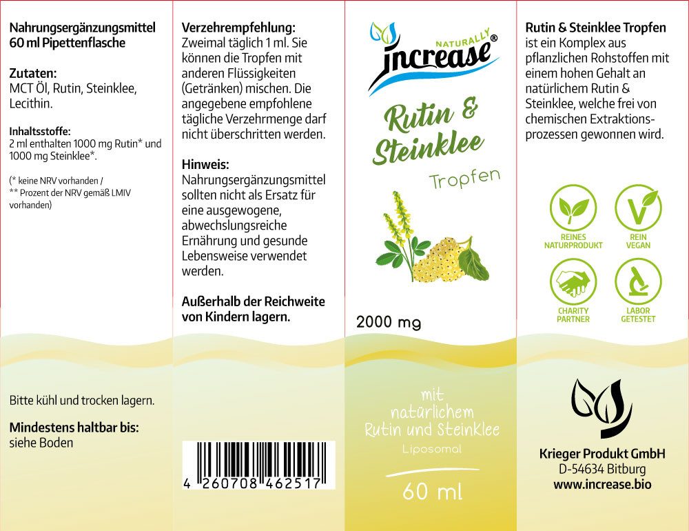 increase NATURALLY Liposomales Rutin & Steinklee - 2000mg pro Tag Tropfen, 60 ml
