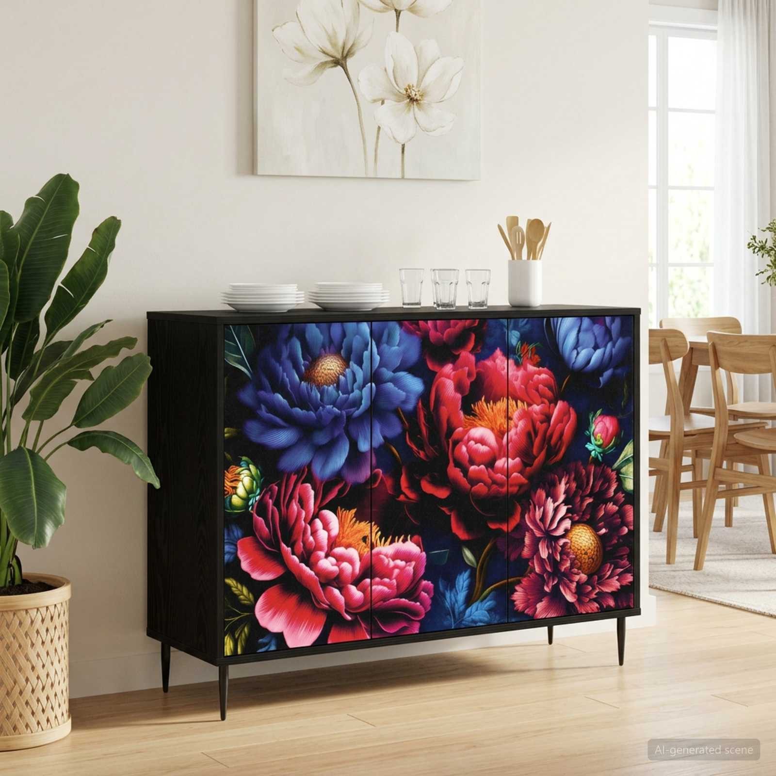 vidaXL Sideboard Sideboard KIEL Schwarz Eichen-Optik 102 x 33 x 76 cm (1 St)