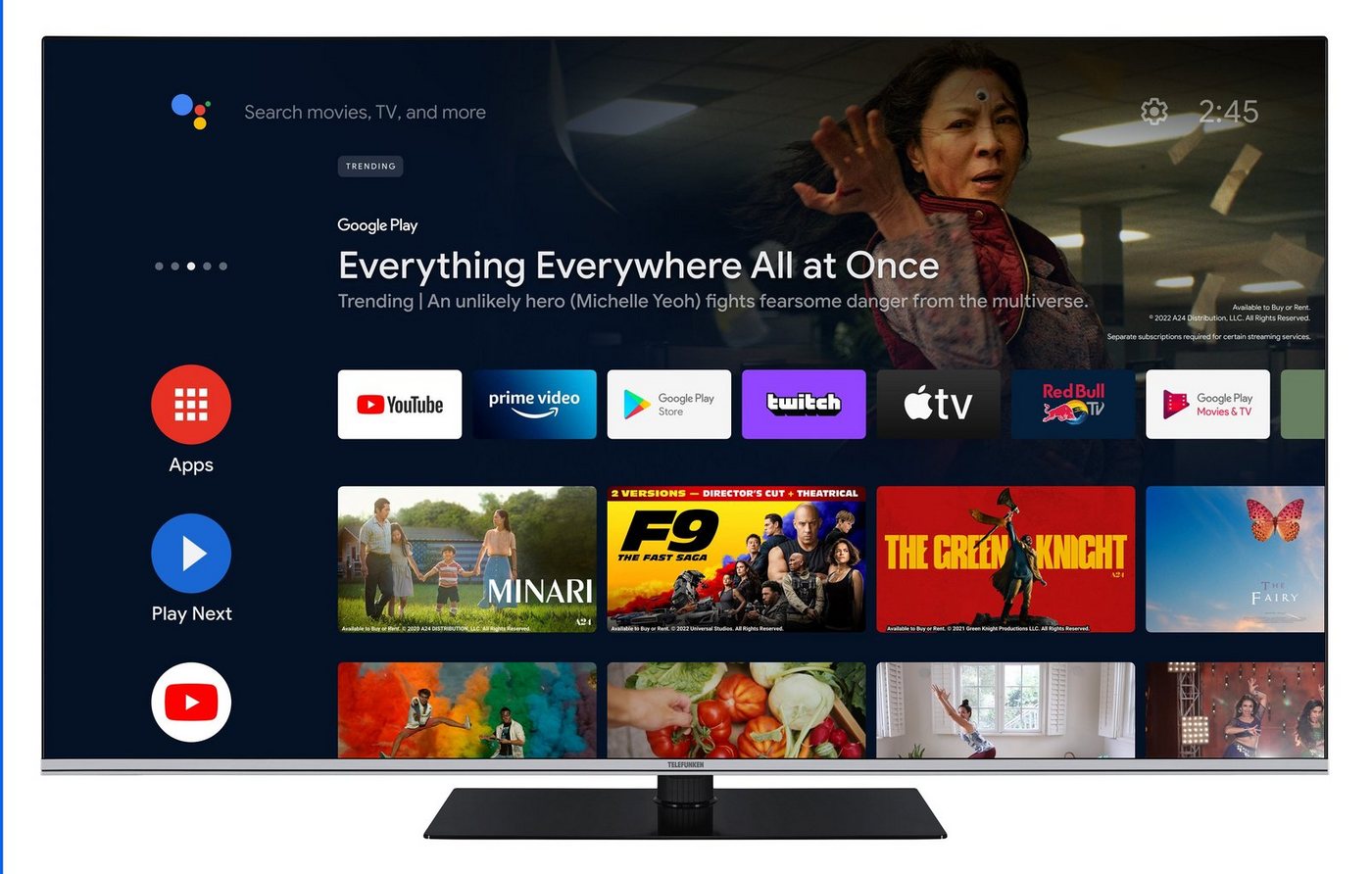 Telefunken QU65AN900M QLED-Fernseher (164 cm/65 Zoll, 4K Ultra HD, Android TV, Smart TV, HDR Dolby Vision, Triple-Tuner, Bluetooth, Dolby Atmos) schwarz ! RABATT: 29.02% Telefunken QU65AN900M QLED-Fernseher (164 cm/65 Zoll, 4K Ultra HD, Android TV, Smart TV, HDR Dolby Vision, Triple-Tuner, Bluetooth, Dolby Atmos) schwarz ! RABATT: 29.02%