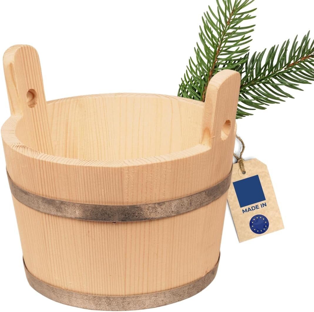 Hofmeister Aufgusskübel Pflanzkübel Saunakübel 2 Griffe 15 Liter Fichtenholz, 15.0 l, ØxH: 41.0x34.0 cm