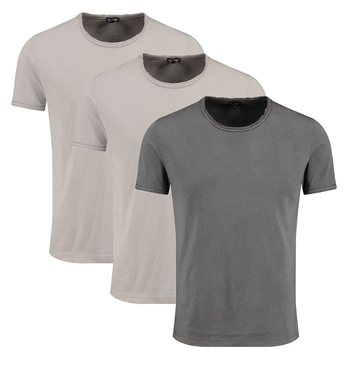 Key Largo T-Shirt Freeze vintage Look uni Basic MT00500 Rundhalsauschnitt unifarben kurzarm slim fit