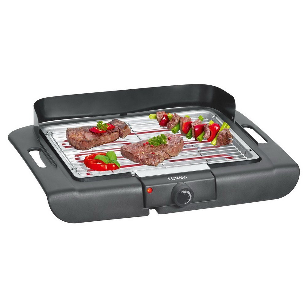 BOMANN Tischgrill Elektrgrill BQ 2243 CB, 2000 W, stufenlos einstellbarer Thermostat, Verchromter Grillrost