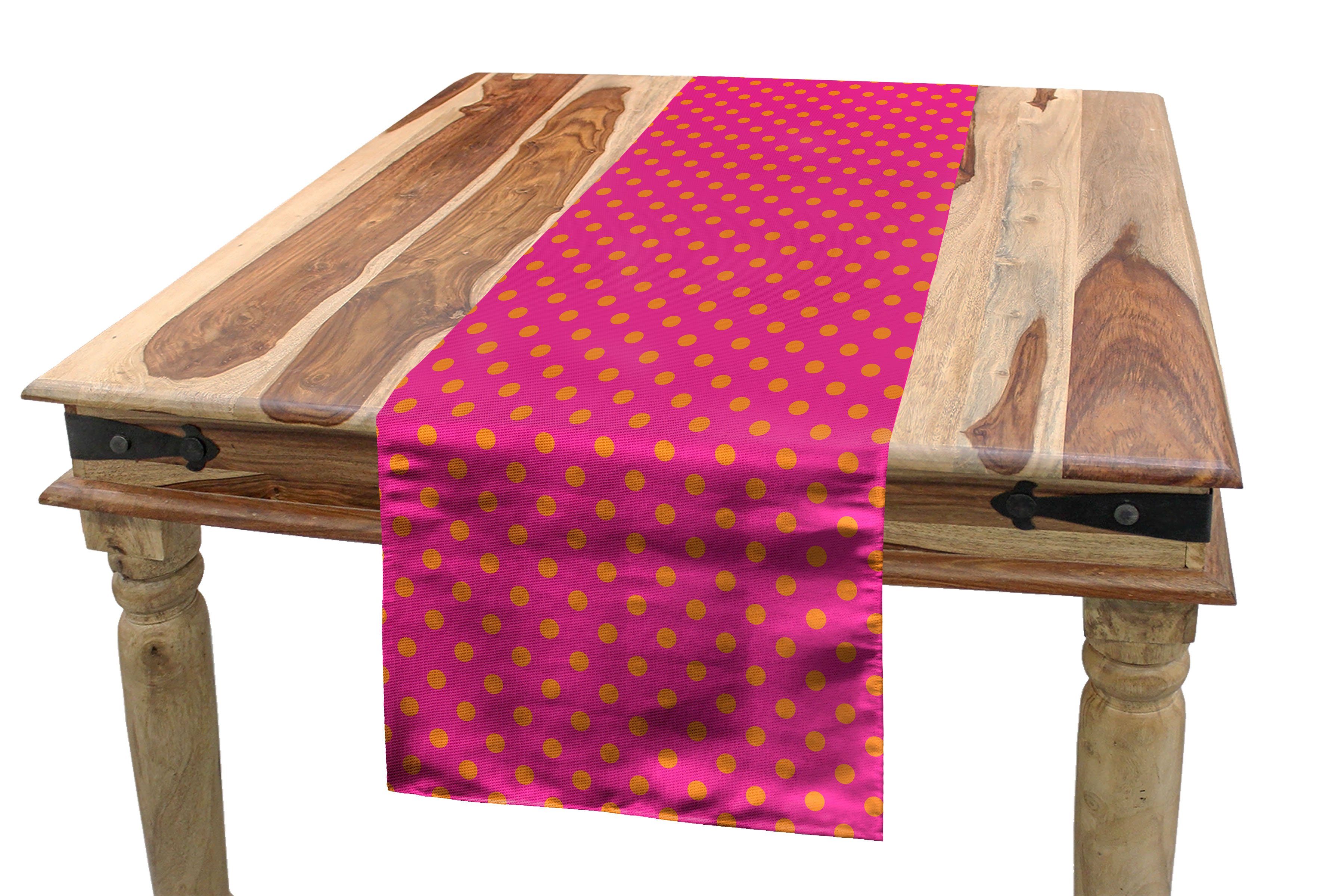 Abakuhaus Tischläufer Esszimmer Küche Rechteckiger Dekorativer Tischläufer, Rosa und orange Polka Dots Design