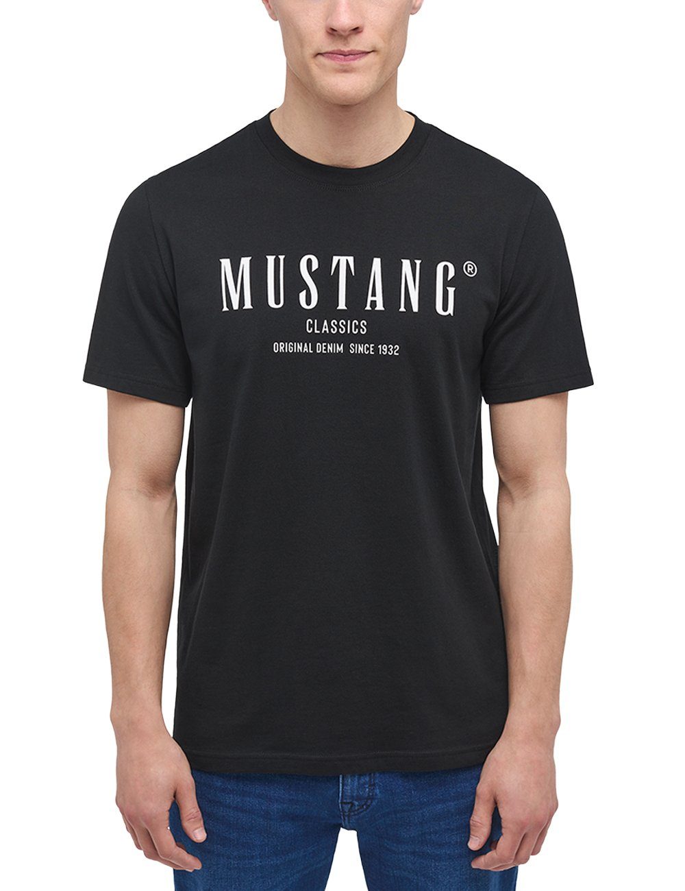 MUSTANG Mustang Print-Shirt schwarz Kurzarmshirt