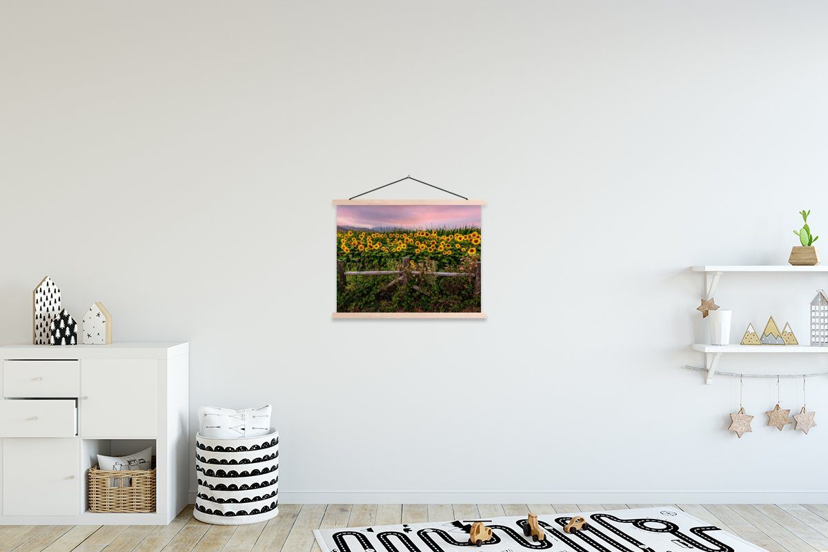 MuchoWow Poster Sonnenblume - Blumen - Pflanzen, (1 St), Posterleiste, Textilposter für Wohnzimmer, Bilderleiste, Magnetisch