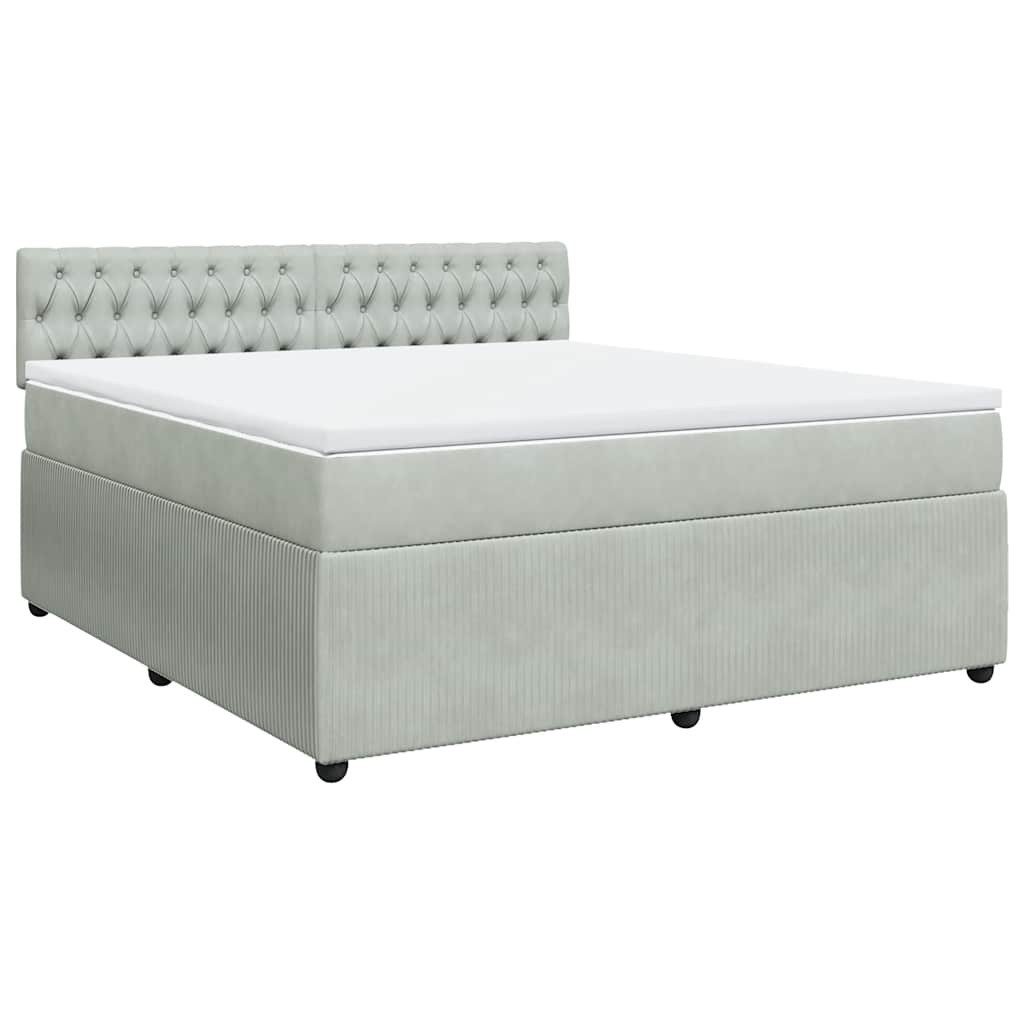 Bett Boxspringbett mit Matratze Hellgrau 180x200 cm Samt