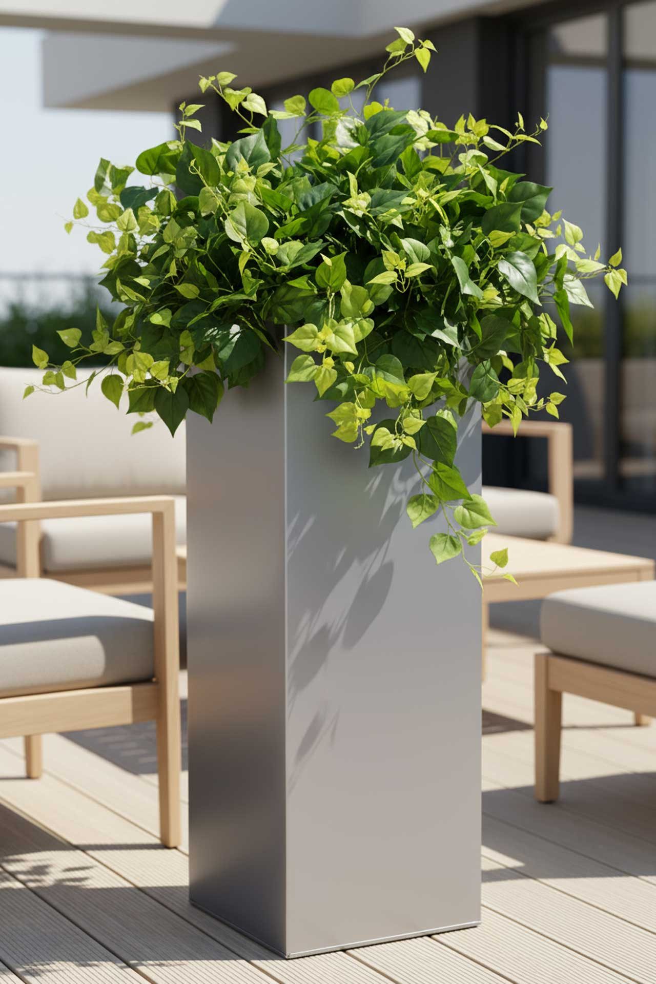 VIVANNO Pflanzkübel Zink BLOCK Säule - Silber Matt (1 St), 24x24x65 cm günstig online kaufen