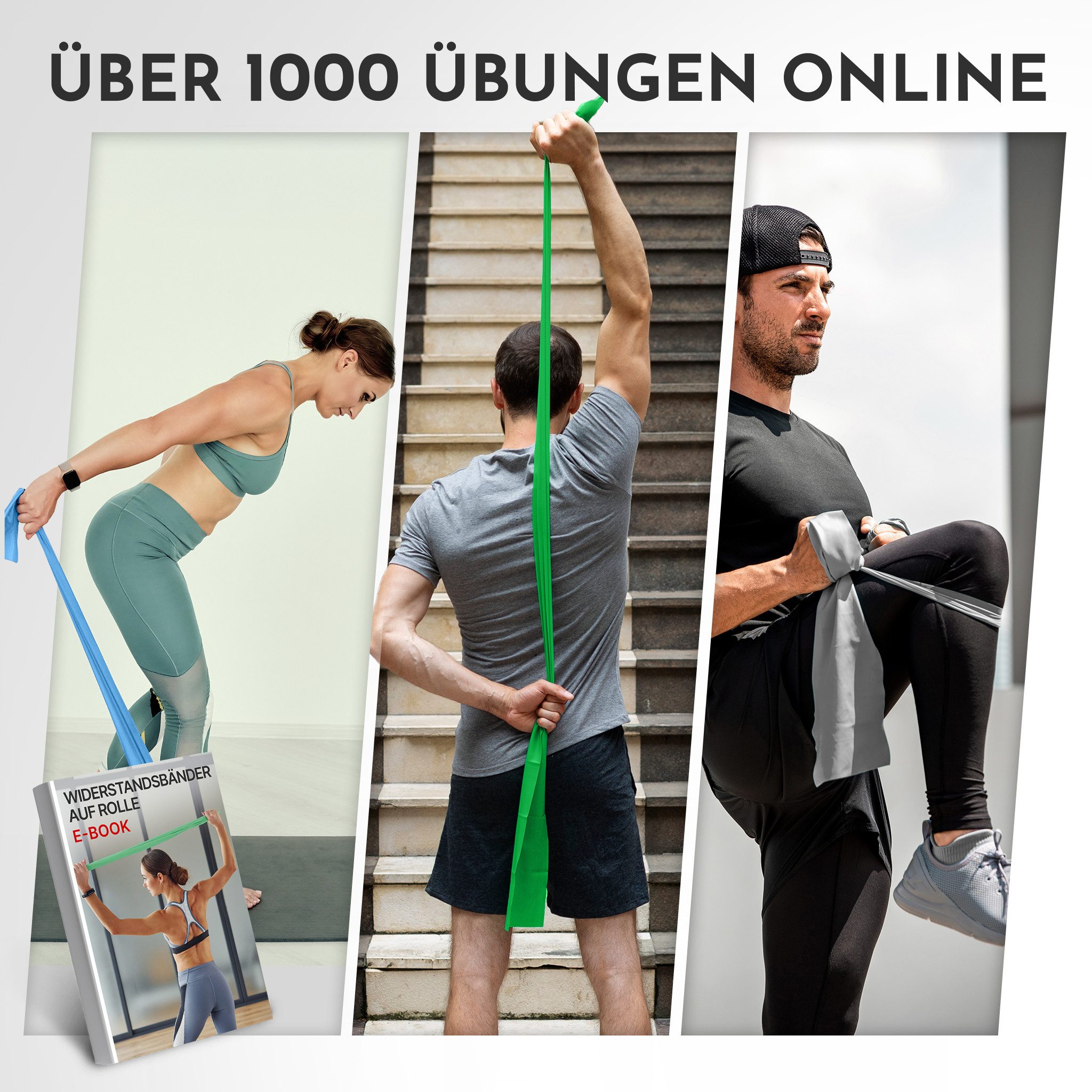 NEOLYMP Physiobänder Widerstandsbänder auf Rolle – Zuschneidbare Fitnessbänder aus TPE, Elastische Resistance Bands in 5 Stärken & 3 Längen – 15 cm breit