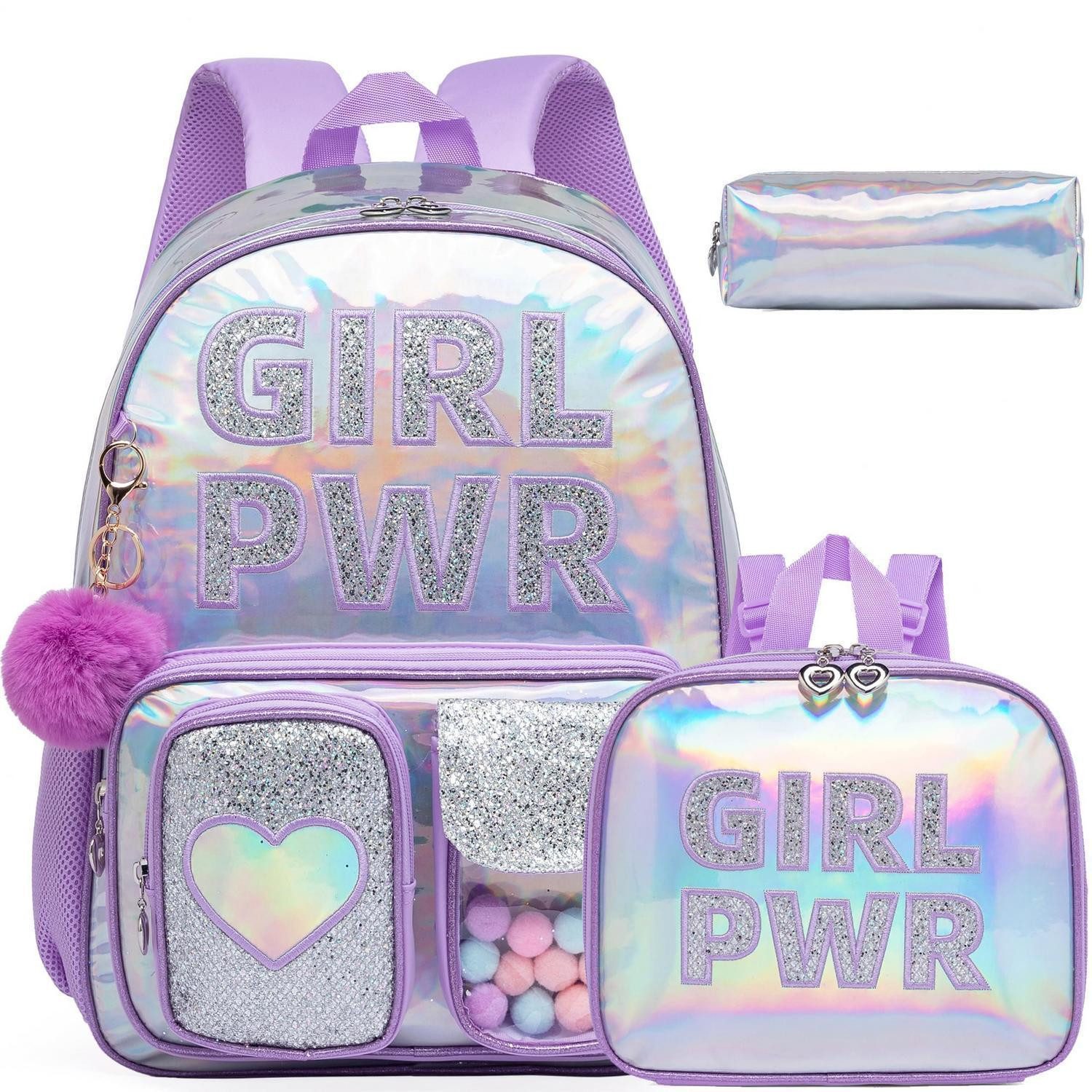 LuxusKollektion Schulrucksack Schulrucksack Set Mädchen 3tlg. Lila Ball