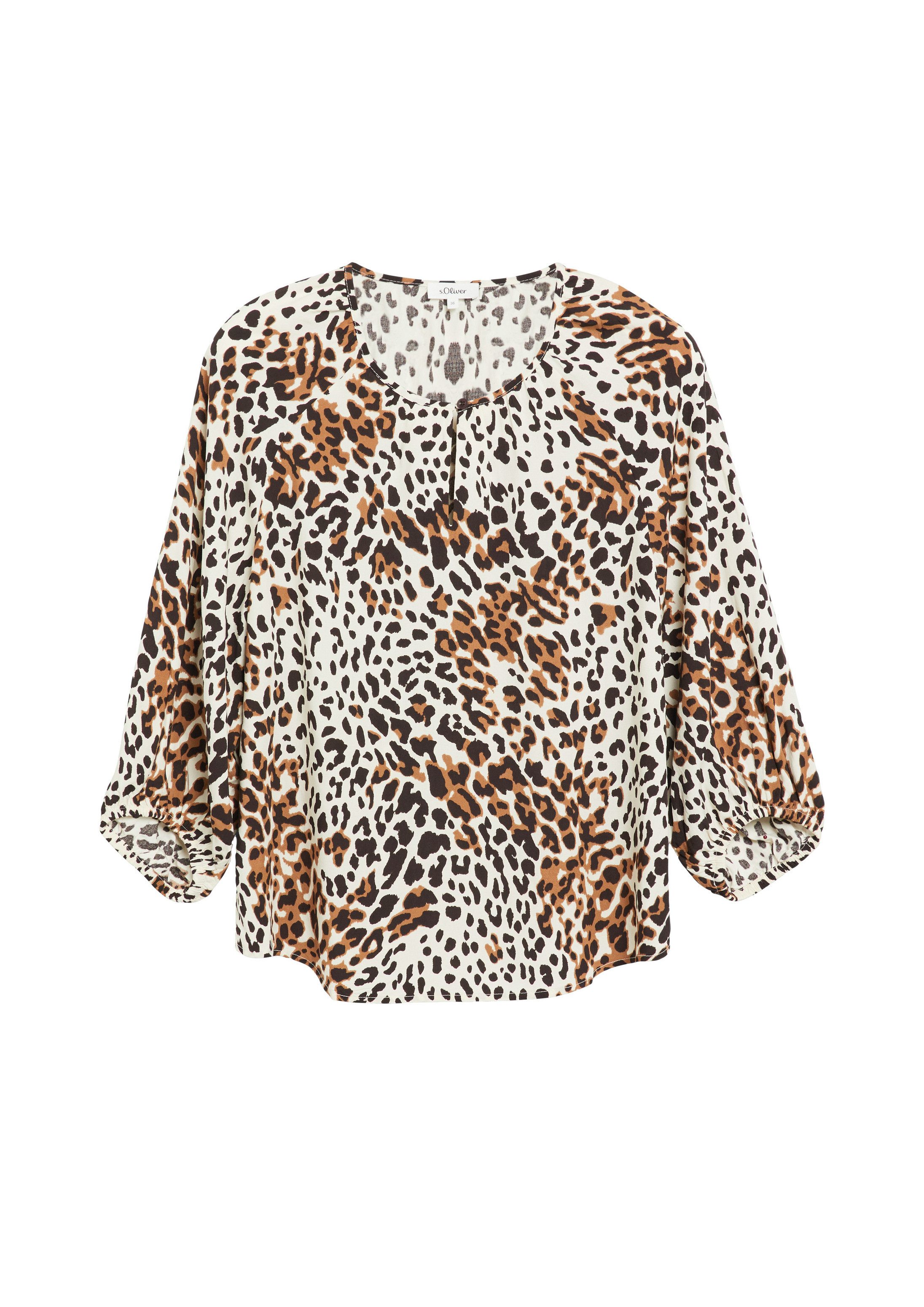 s.Oliver Kurzarmbluse Bluse Bluse im Relaxed Fit mit All-over-Print